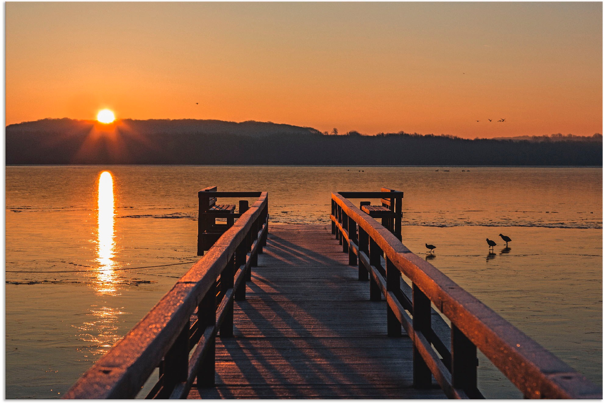 Image of Artland Wandbild »Früh morgens am Ratzeburger See«, Sonnenaufgang & -untergang, (1 St.), in vielen Grössen & Produktarten - Alubild / Outdoorbild für den Aussenbereich, Leinwandbild, Poster, Wandaufkleber / Wandtattoo auch für Badezimmer geeignet bei Acke