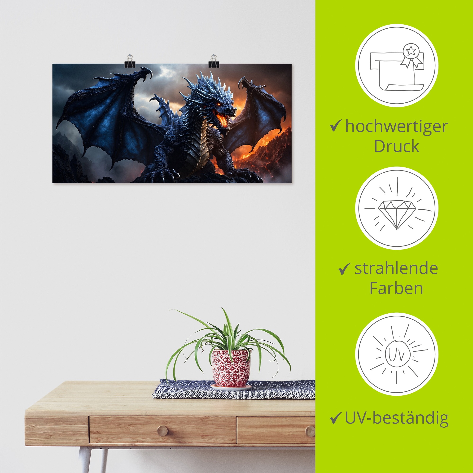 Artland Wandbild »Im Reich des Drachen IX« klassische Fantasie 1 Stk. tlg. als Alubild, Leinwandbild, Poster, Wandaufkleber in verschied. Grössen