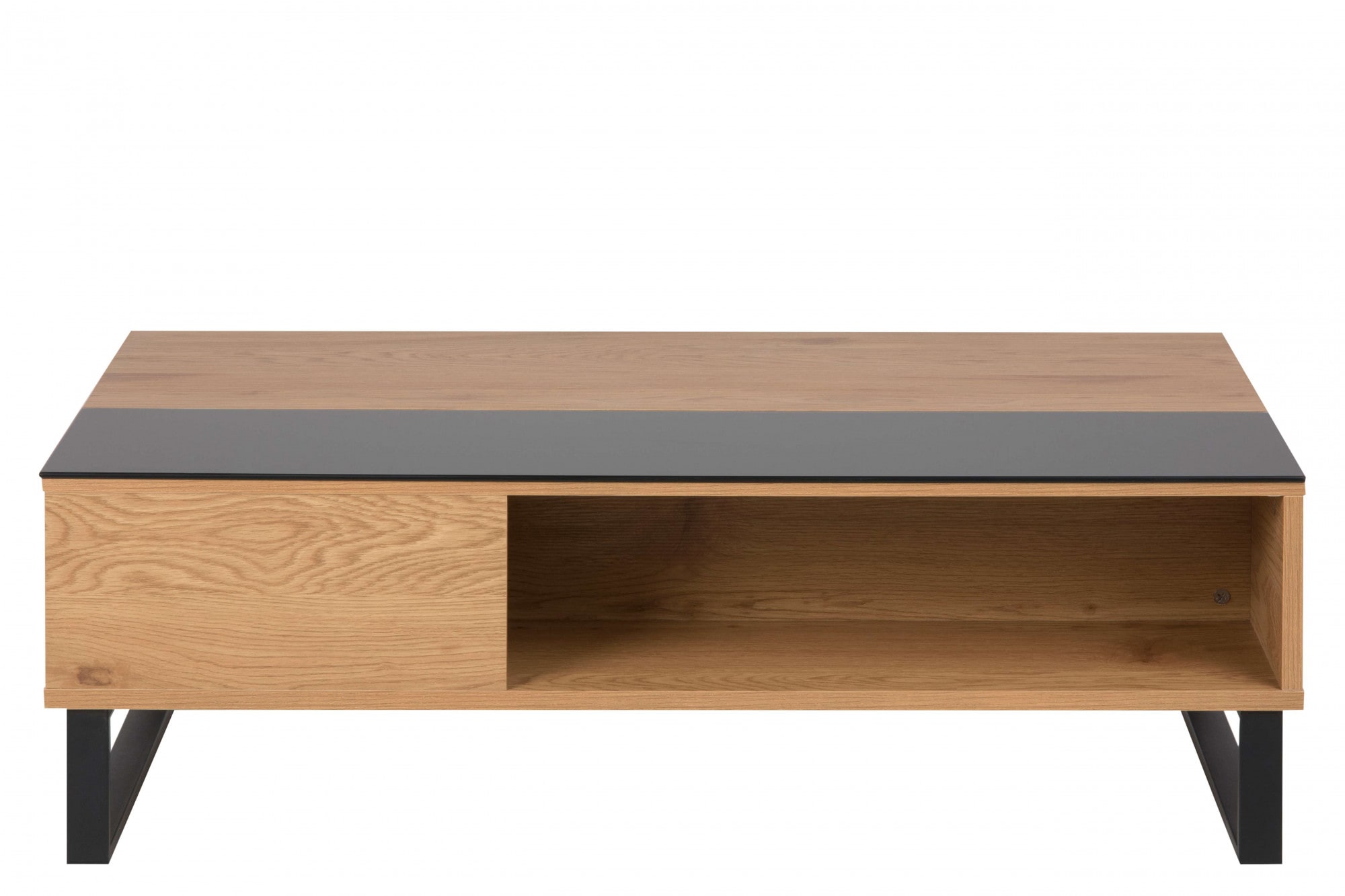 Image of ACTONA GROUP Couchtisch "Azalea" Sofatisch, Kaffeetisch, Glas, Kufengestell, Höhenverstellbar, Stauraum