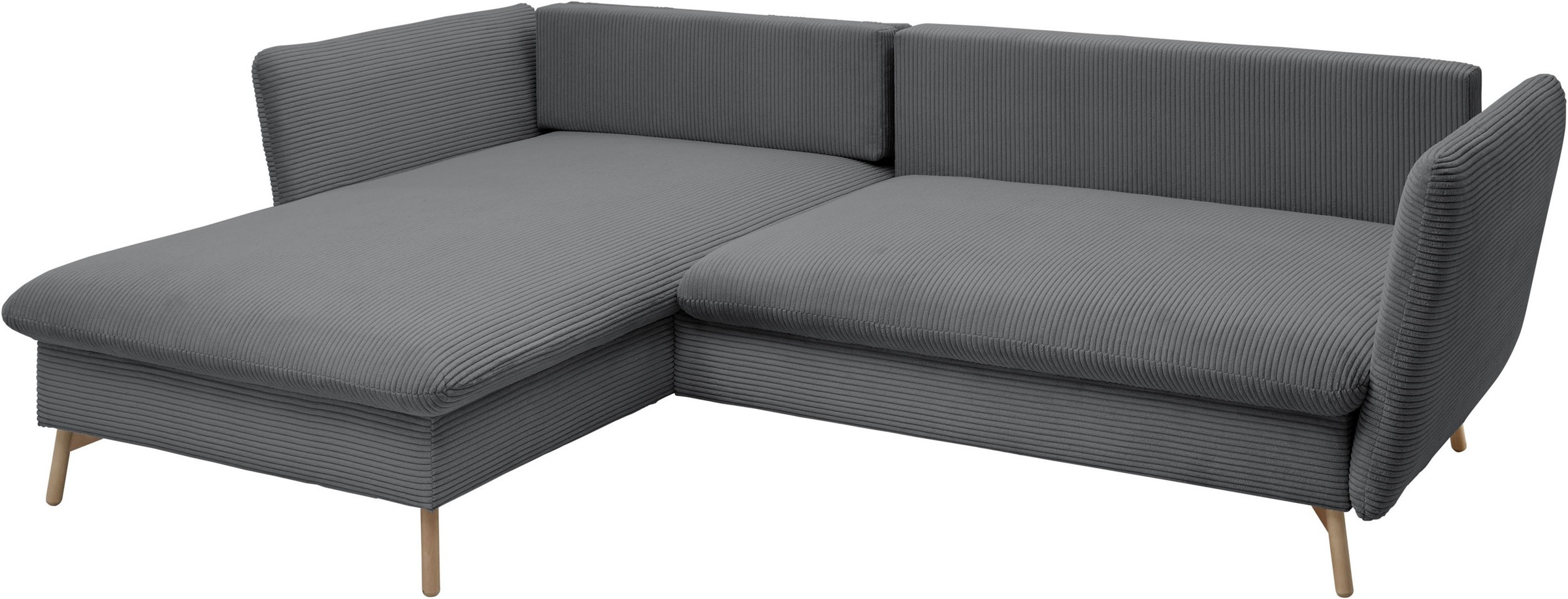 andas Ecksofa »MERLE, 258 cm, L-Form, traumhafter Cord,«, mit Bettfunktion und Bettkasten, Liegefläche 224 x 139
