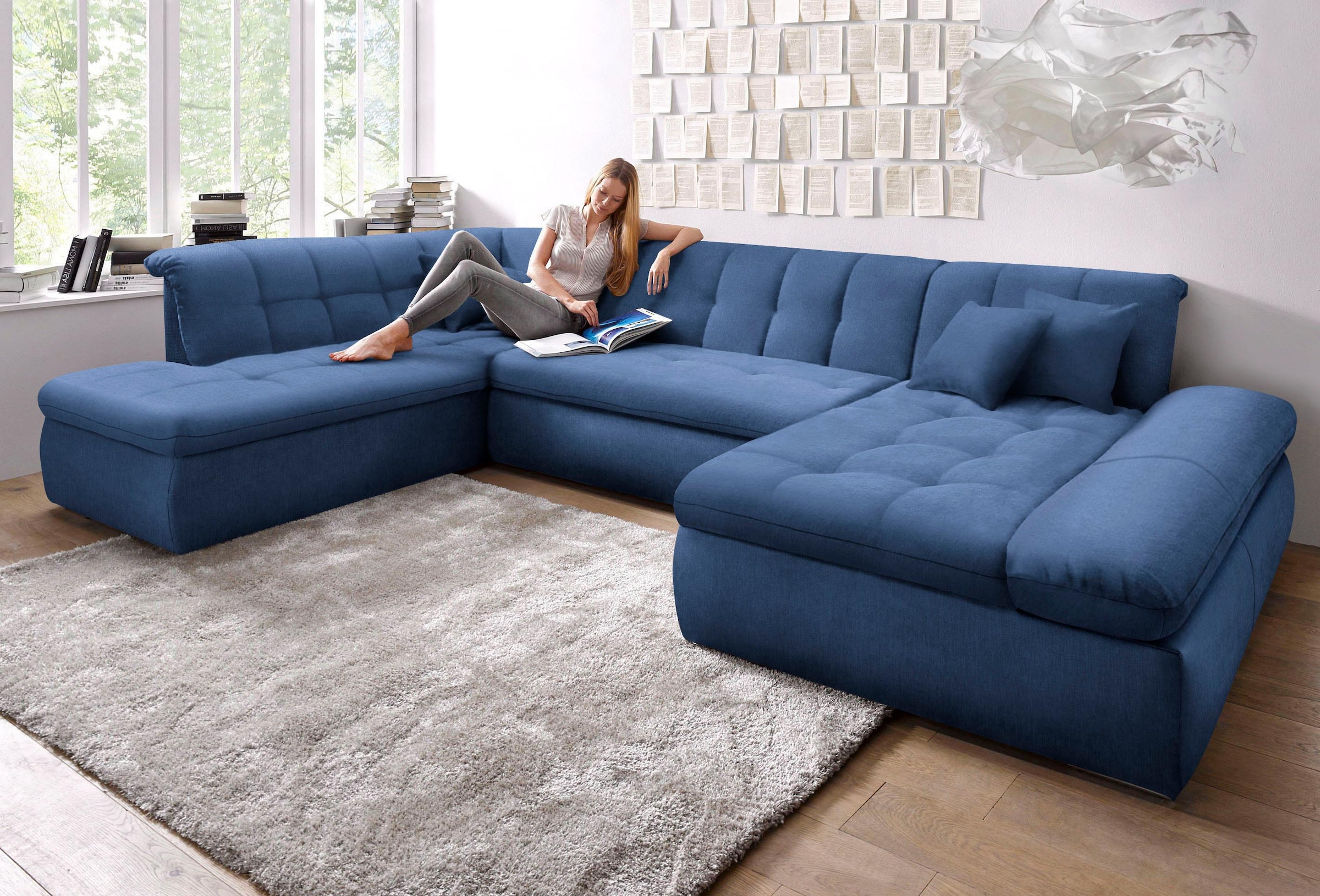 Image of DOMO collection Wohnlandschaft "NMORIC im XXL-Format, 353x216x80 cm, inkl. Zierkissen U-Form" wahlweise mit Bettfunktion und Armlehnenverstellung