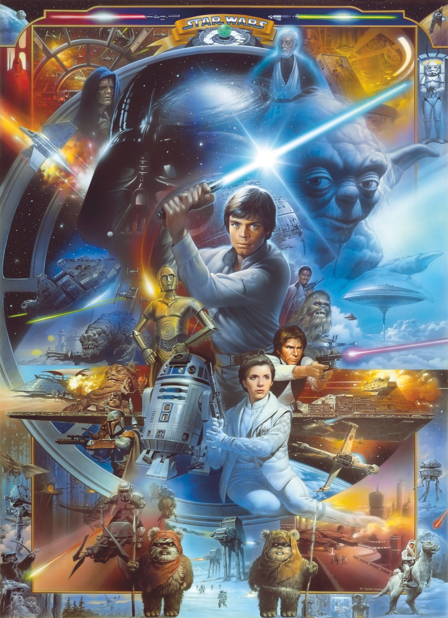 Image of Komar Fototapete "STAR WARS Luke Skywalker Collage - Grösse 184 x 254 cm" bedruckt glatt Kinderzimmer