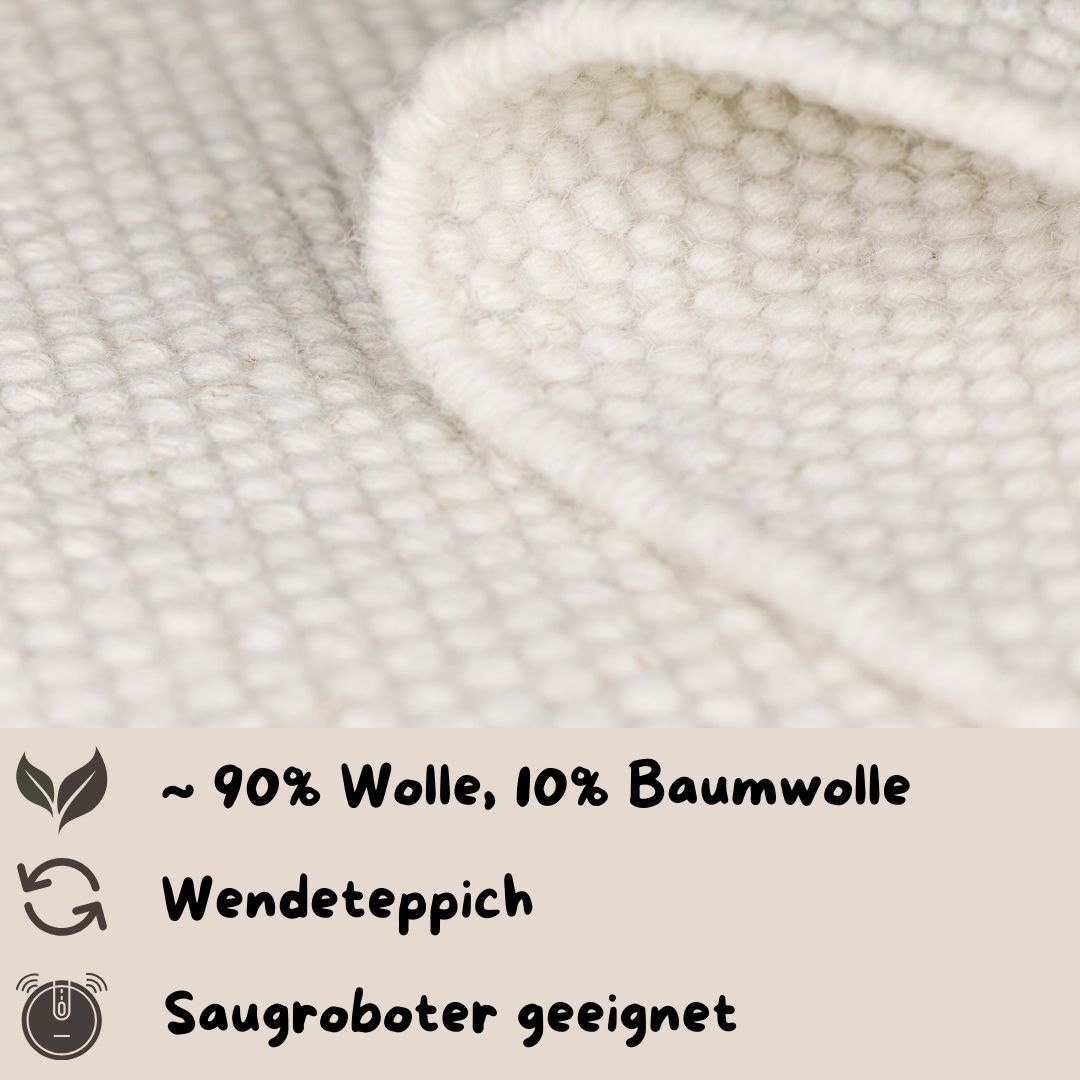 my home Bettumrandung »Woolscape 1«, (Set, 3 tlg.), Wendeteppich, handgewebte Qualität, Uni, reine Wolle, Wohnzimmer