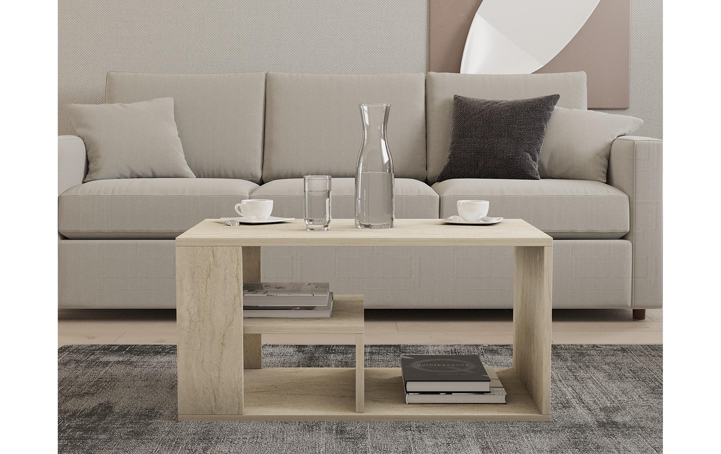 WOODY FASHION Table basse »Eros – Travertine 80 x 50 x 40 cm«
