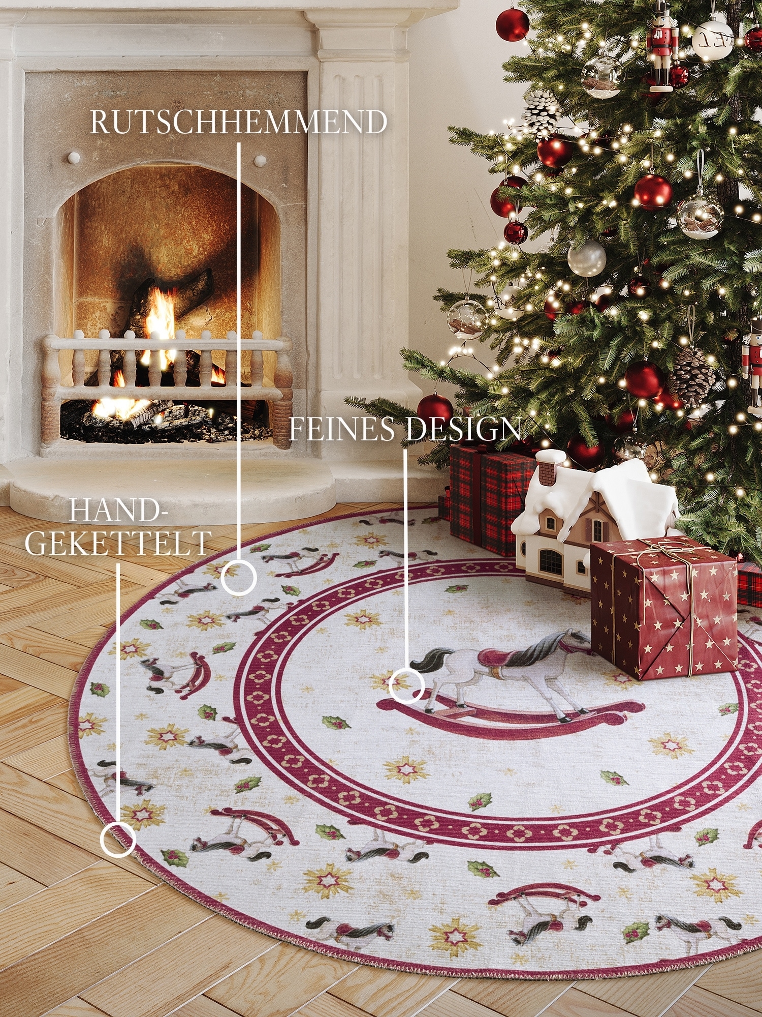 Villeroy & Boch Teppich »Toy's Delight Limited Edition Santa Claus« rund 3 mm Höhe Limited Edition, Weihnachten, Wohnzimmer, Baumrock, Waschbar, Rund