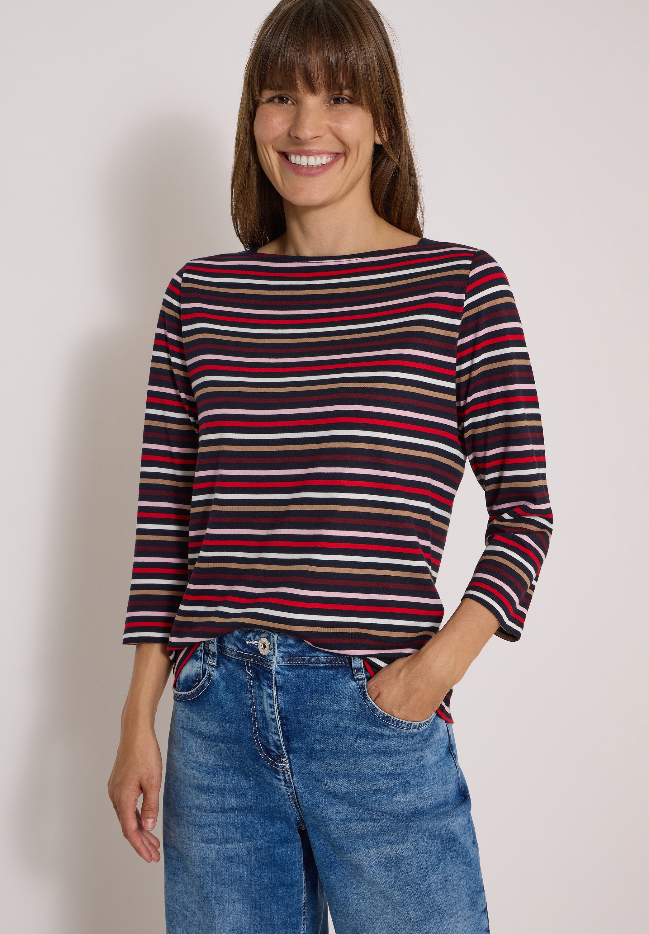 Image of Cecil 3/4-Arm-Shirt mit Boat Neck und Streifen