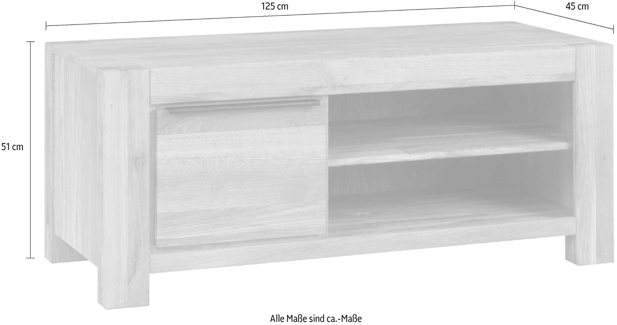 Home affaire Lowboard 2 offene Fächer, 2 Holztüren inkl. Dämpfer, teilmassiv