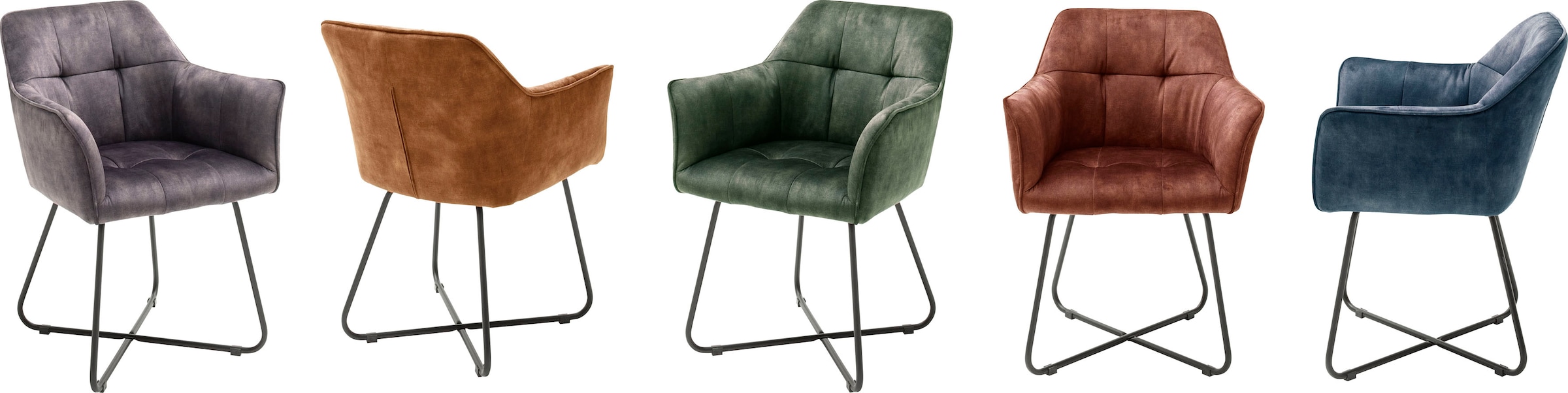 MCA furniture belastbar kaufen Veloursoptik Kg bis mit (Set), »Panama«, Vintage, jetzt Keder, Stuhl 120 St., Vintage Esszimmerstuhl 2