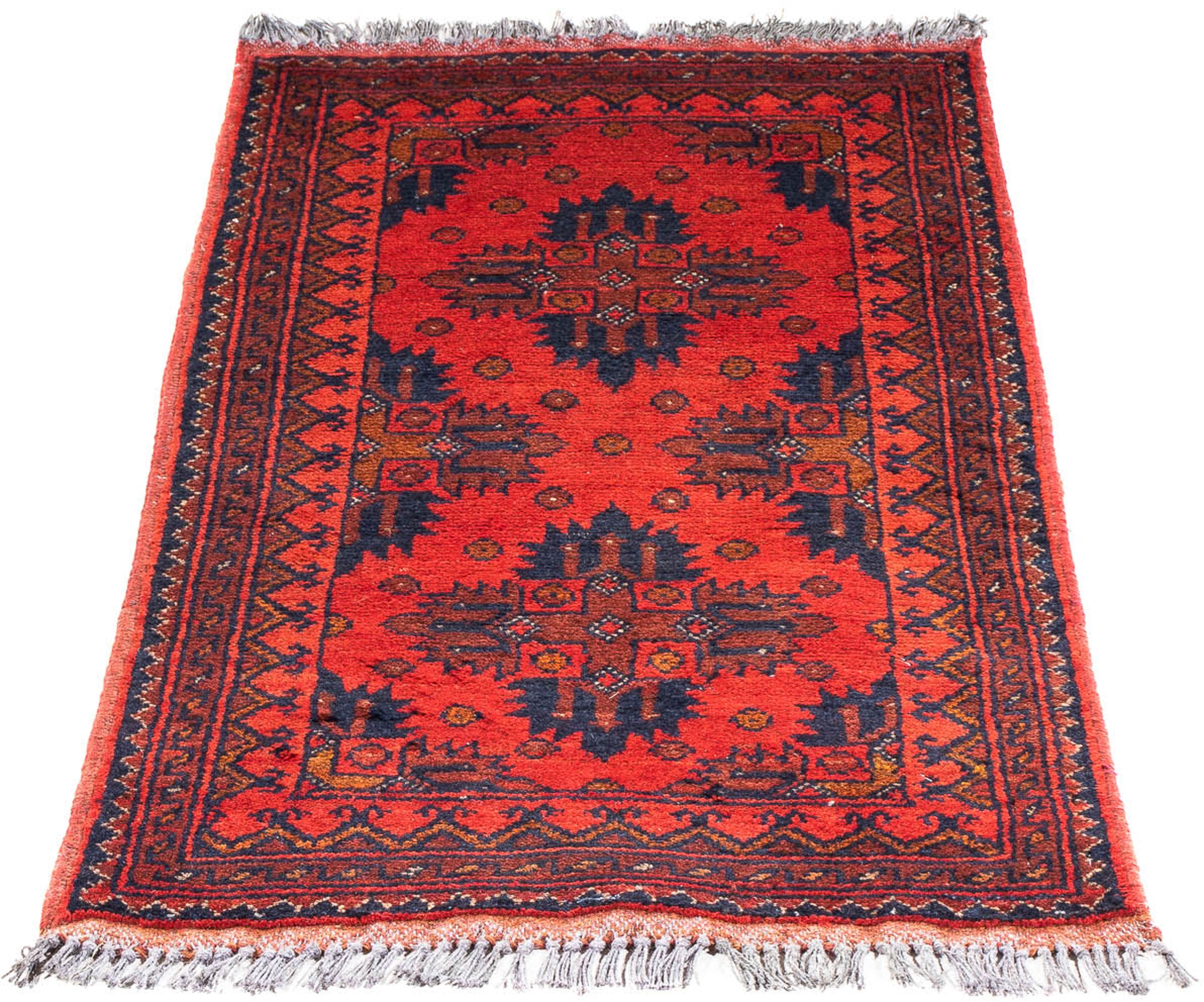 Image of morgenland Orientteppich »Afghan - Kunduz - 98 x 49 cm - dunkelrot«, rechteckig, 7 mm Höhe, Wohnzimmer, Handgeknüpft, Einzelstück mit Zertifikat bei Ackermann Versand Schweiz