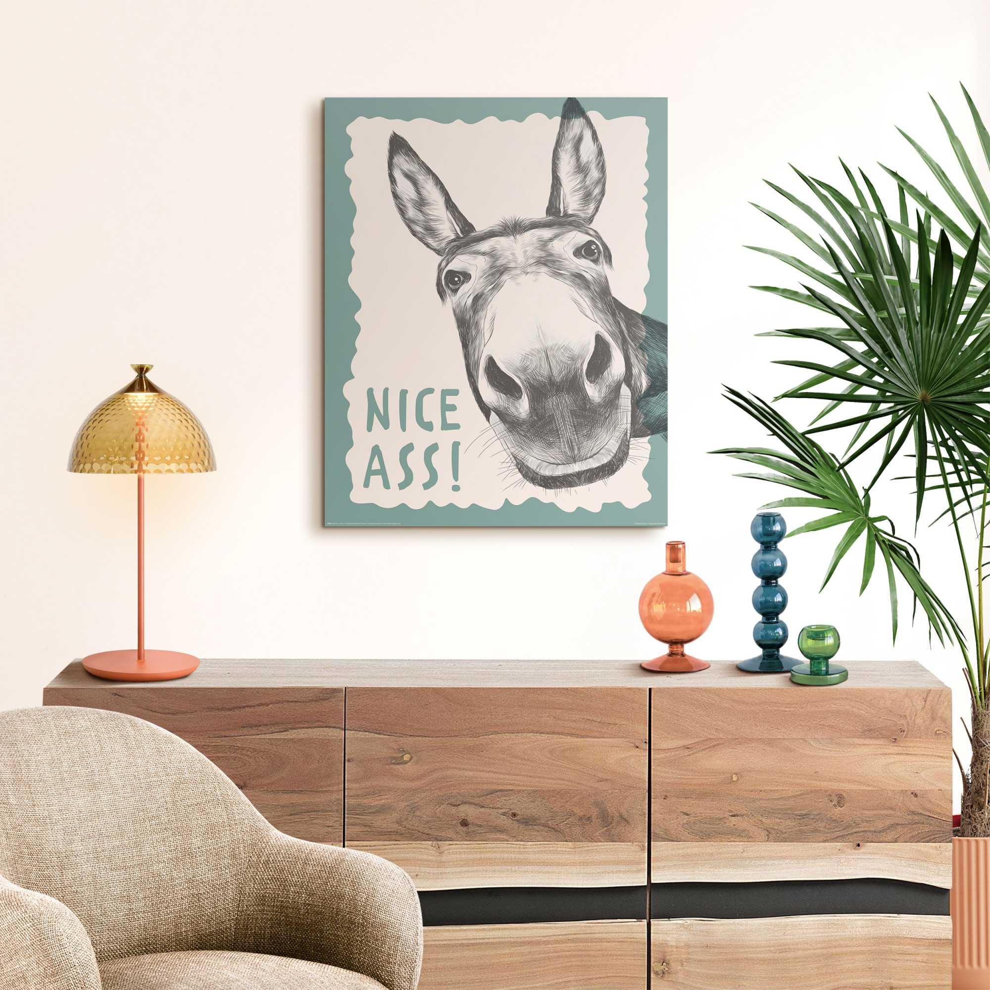Image of Reinders Deco-Panel "Esel-Humor" Tiere 1 Stk. tlg. Toilette - Grün - MDF - Tiere - 40x50 cm