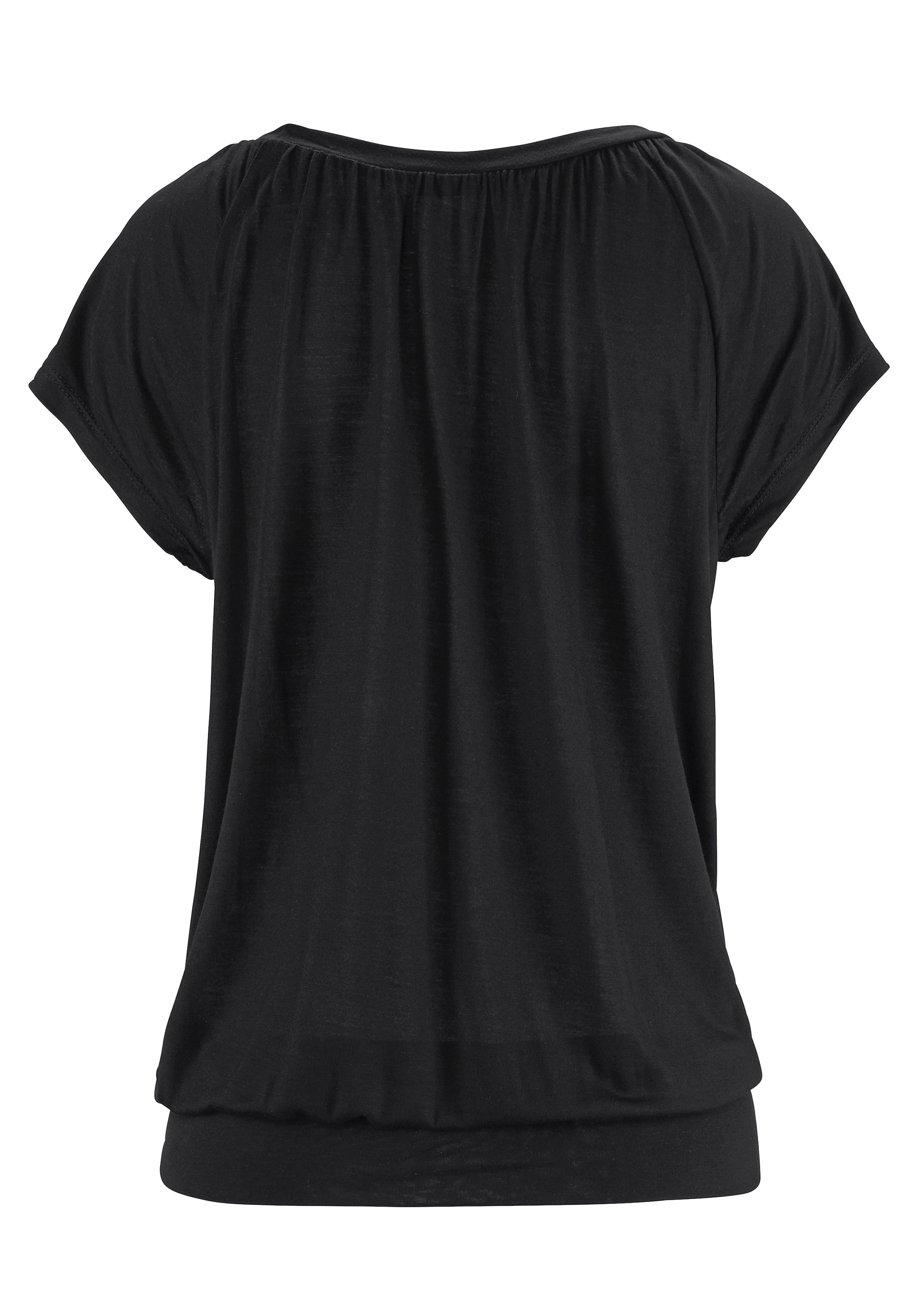 breitem V-Shirt, versandkostenfrei Basic V-Ausschnitt, LASCANA mit mit T-Shirt bestellen ♕ Gummizugbund,