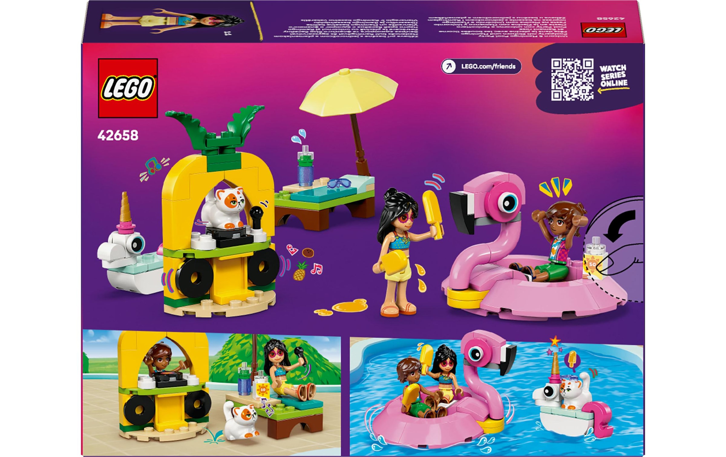 LEGO® Spielbausteine »Friends Poolparty mit Einhorn und Flamingo 42658«, (99 St.)