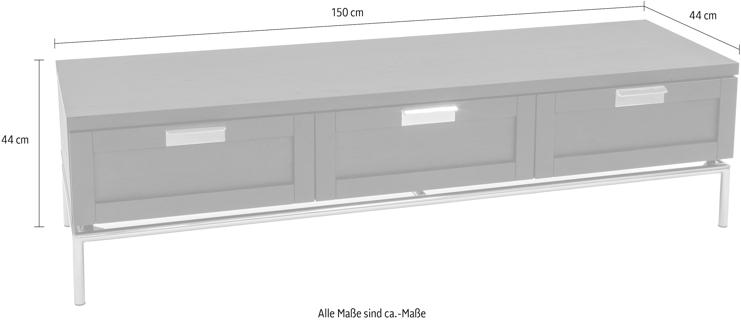 andas Lowboard, Kommode, Holzfurnier aus Walnussbaum, skandinavisches Design
