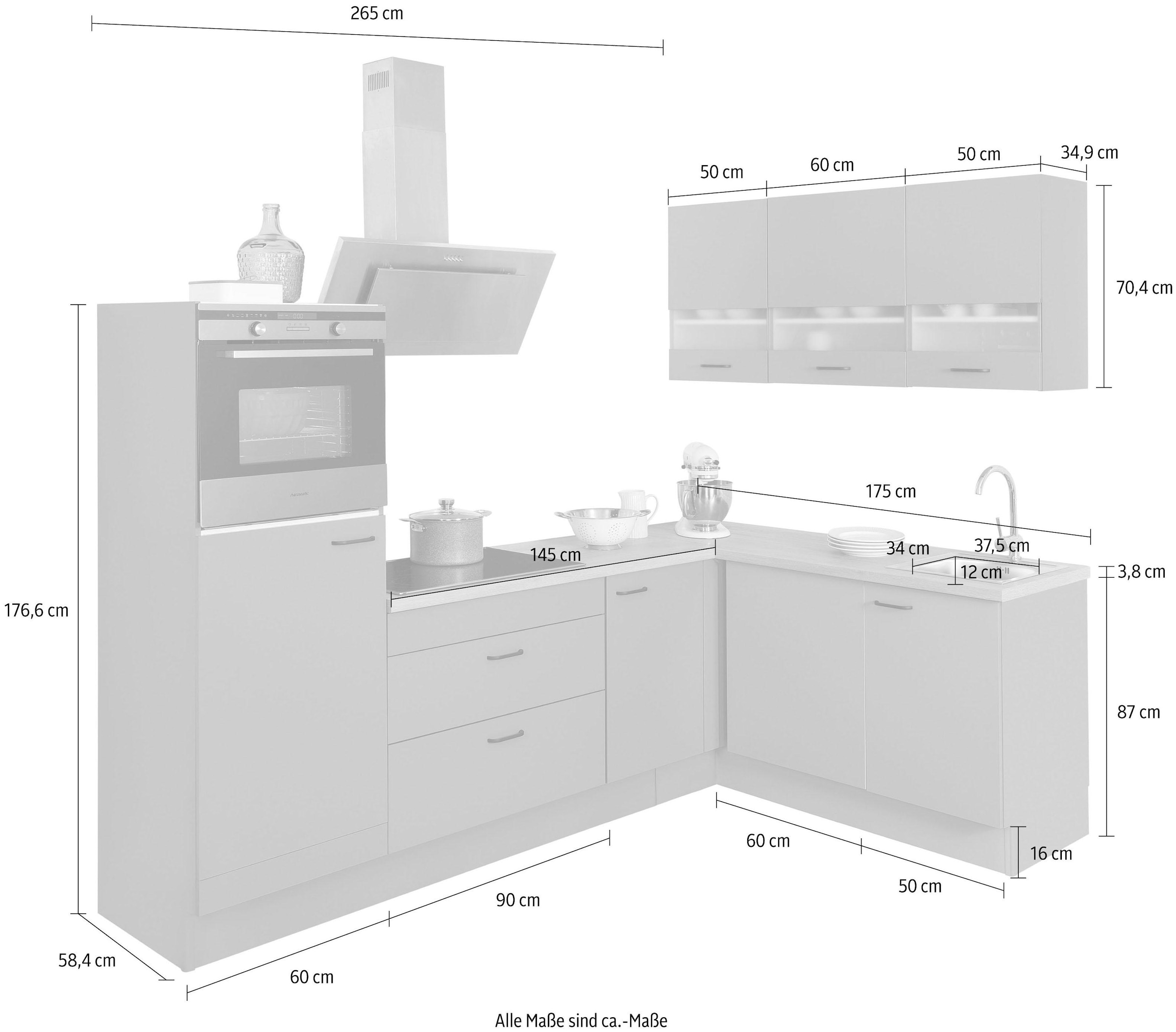 OPTIFIT Winkelküche »Elga«, Soft-Close-Funktion, höhenverstellbaren Füssen, Stellbreite 265 x 175cm