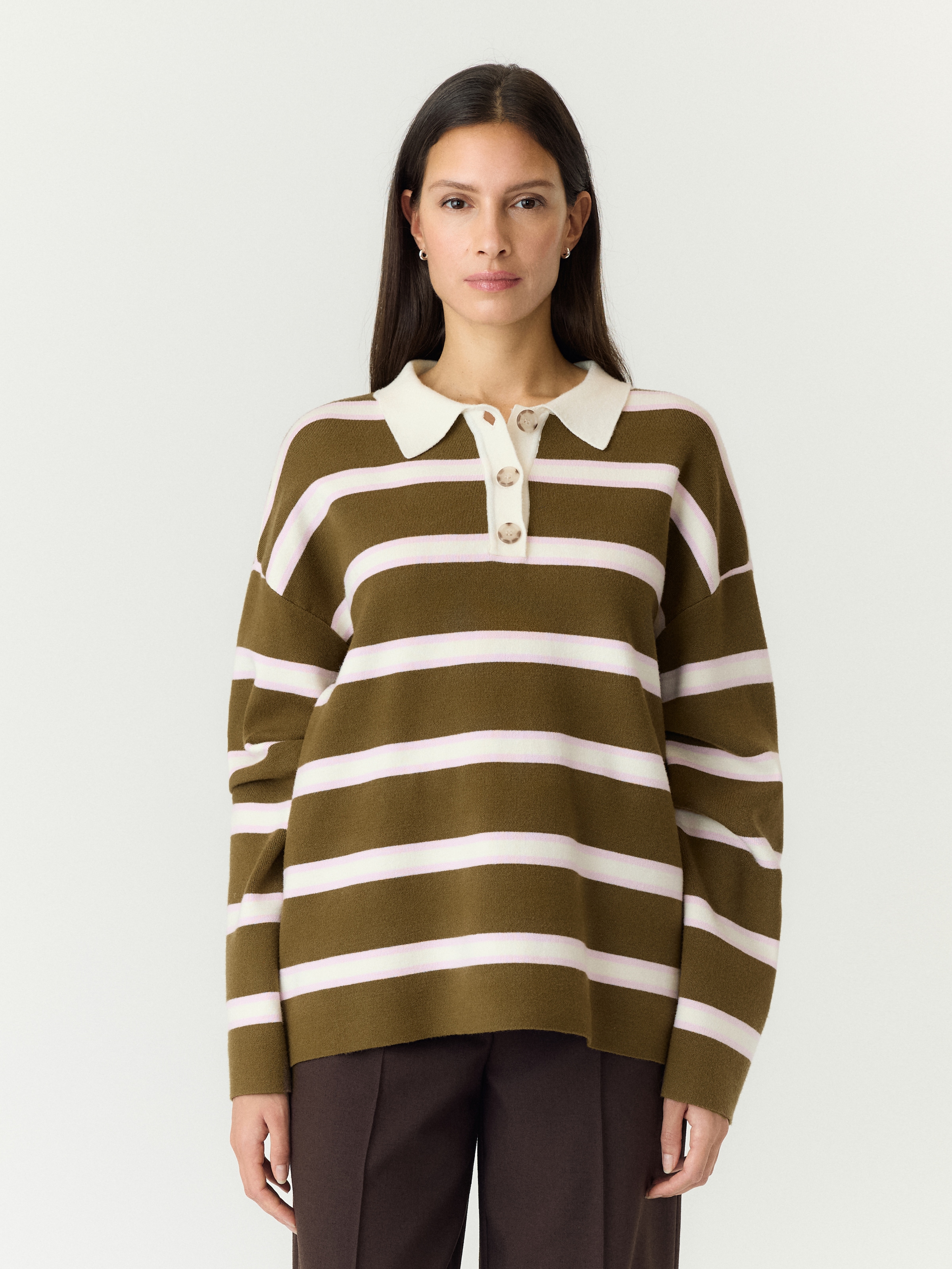 Image of Y.A.S Polokragenpullover "YASISABELL LS POLO KNIT PULLOVER S. NOOS" Viskosemischung, regular fit
