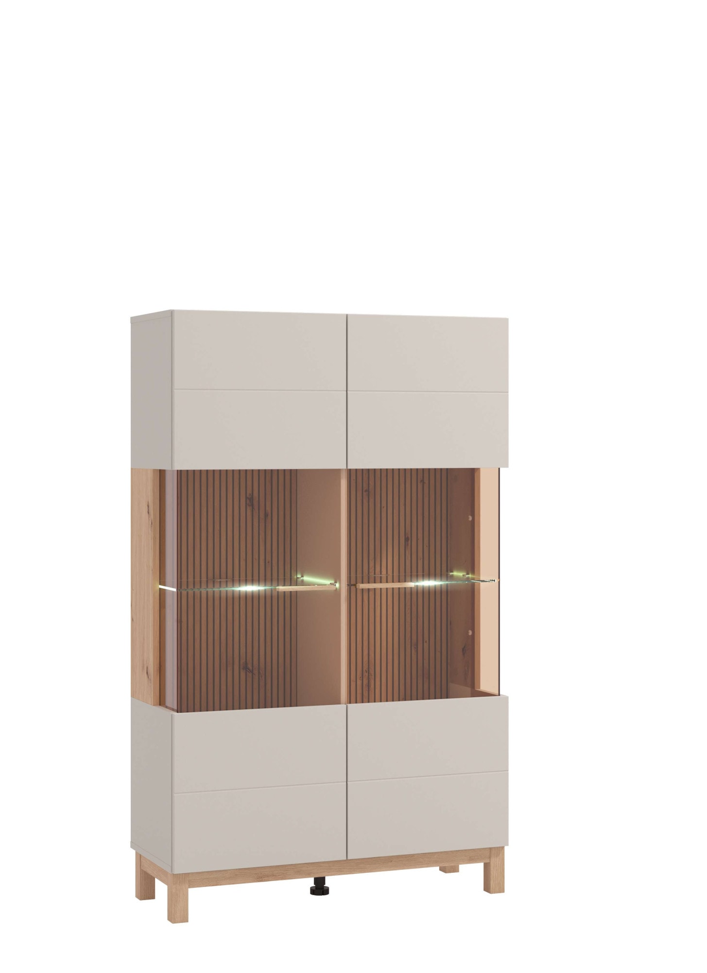 Home affaire Highboard »Essex, Hochkommode, Vitrine, Glasvitrine, Kombi-Highboard« Modernes Highboard in Kaschmir mit Glasfront & Lamellen-Optik