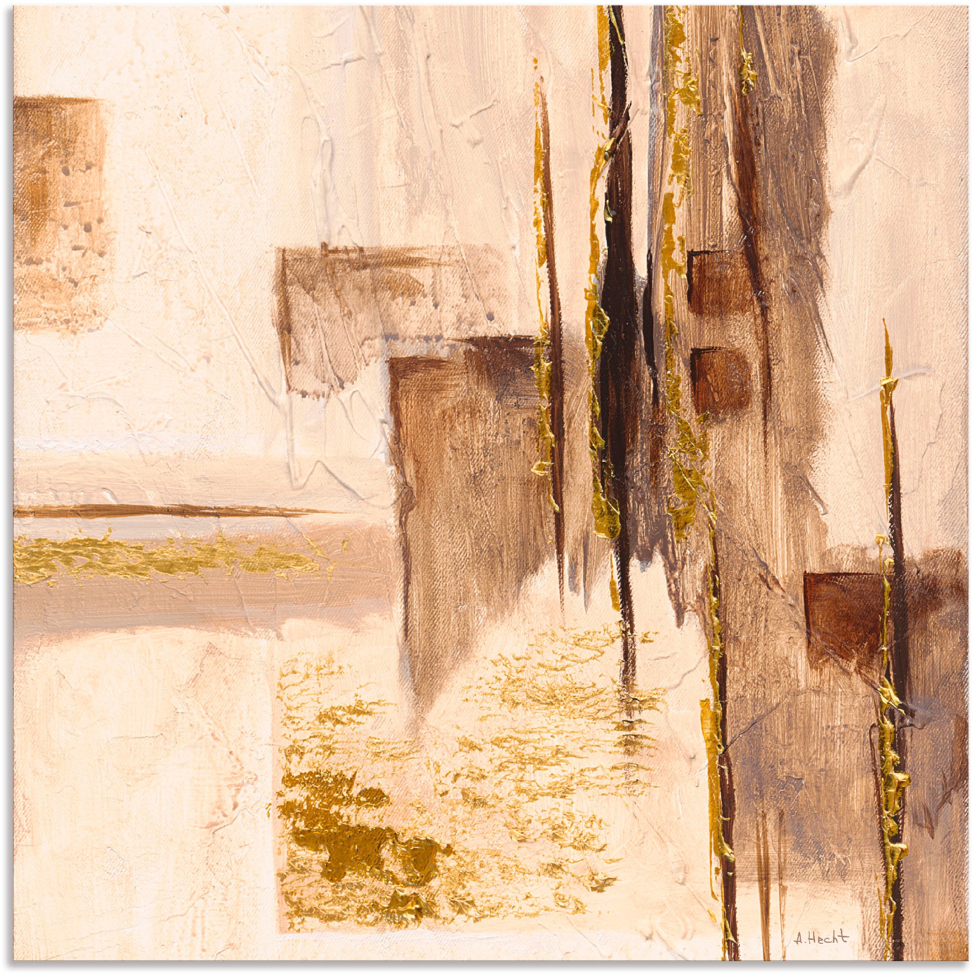 Image of Artland Wandbild »Goldene Silhouette I«, Muster, (1 St.), in vielen Grössen & Produktarten - Alubild / Outdoorbild für den Aussenbereich, Leinwandbild, Poster, Wandaufkleber / Wandtattoo auch für Badezimmer geeignet bei Ackermann Versand Schweiz