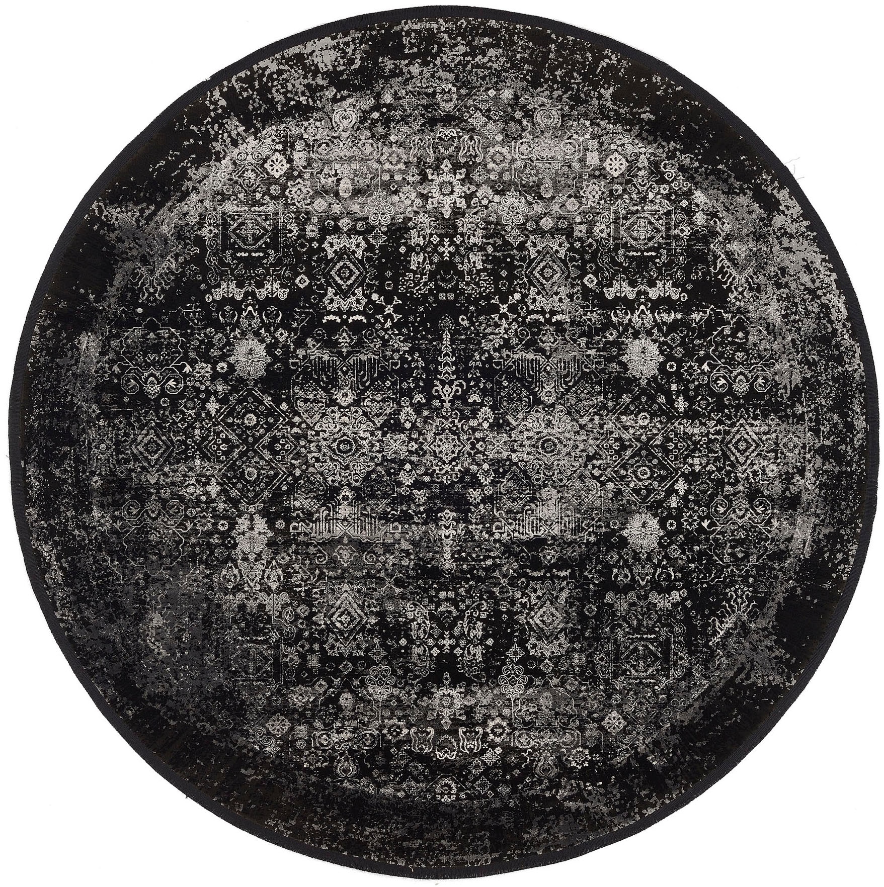 Image of OCI DIE TEPPICHMARKE Teppich "BESTELLER MAGIC" rund 8 mm Höhe Glanz Viskose, mit Fransen, Hoch Tief Struktur, Vintage, Wohnzimmer