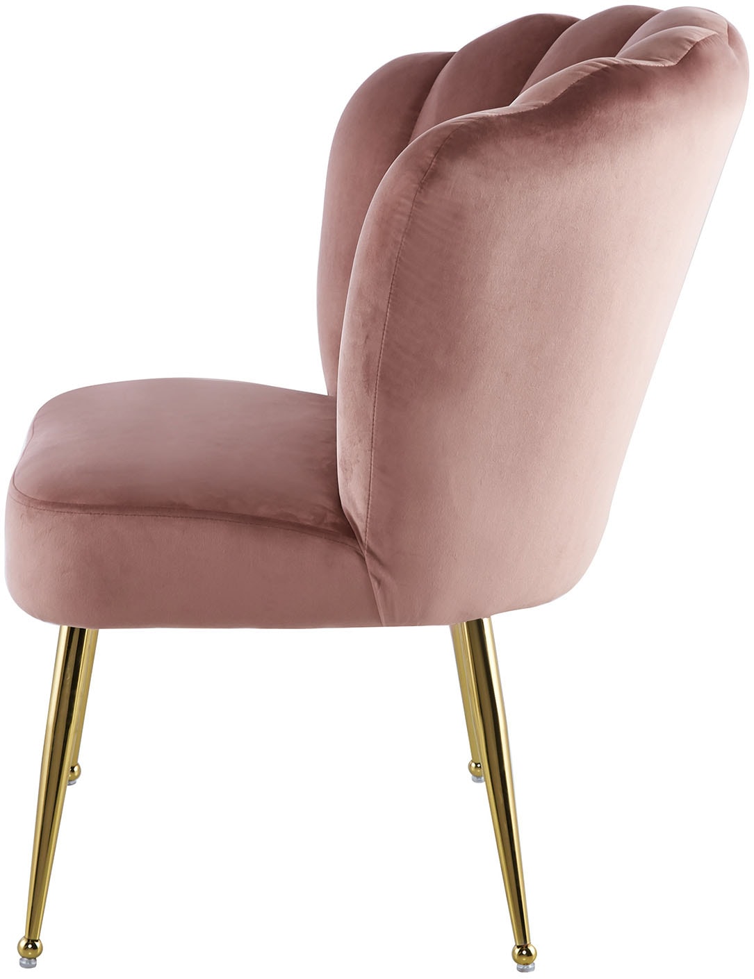 Kayoom Polsterstuhl »Stuhl Lalie 125, Rückenlehne im Retro-Stil, ausgefallene Rückenlehne« () 1 Stk.Rückenlehne in Muschel-Design, Samtbezug, goldene Metallbeine