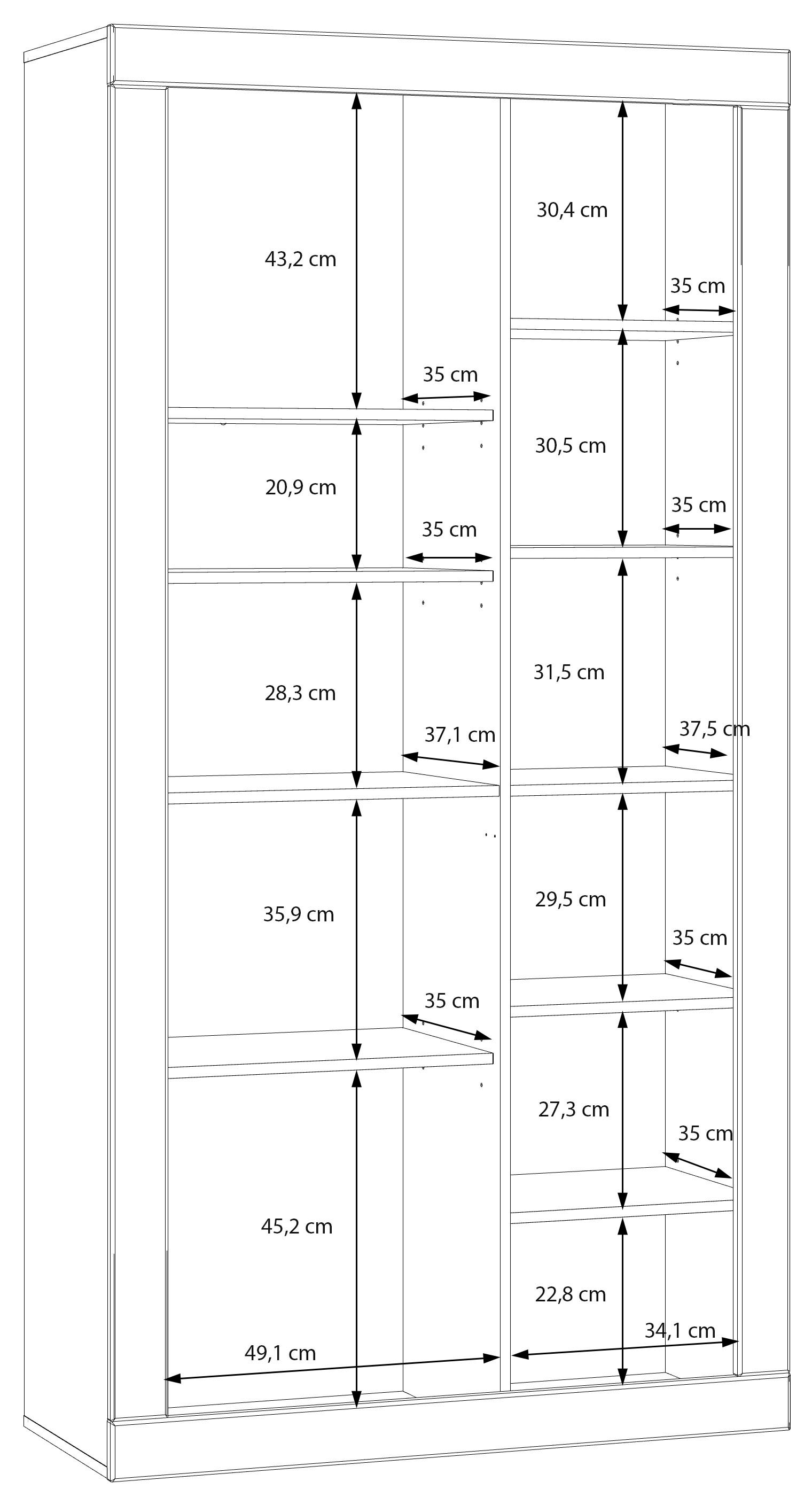 FORTE Vitrine »Lefkadas, Breite 101cm , Höhe 196cm« Highboardvitrine, grifflose Front, breite Rahmenoptik mit Glaseinsatz