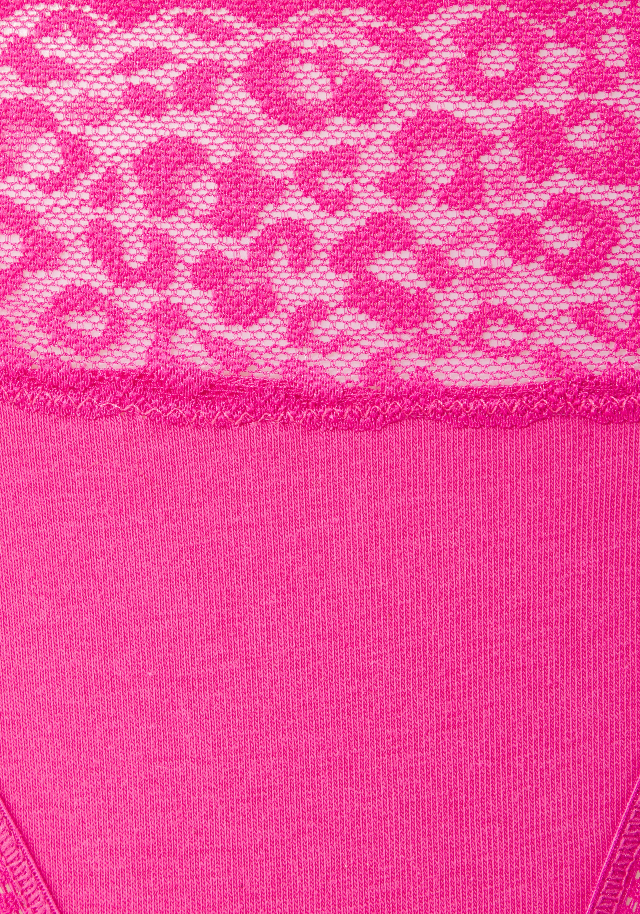 LASCANA Slip brésilien pack de 4,  en coton élastique avec dentelle léopard à la ceinture