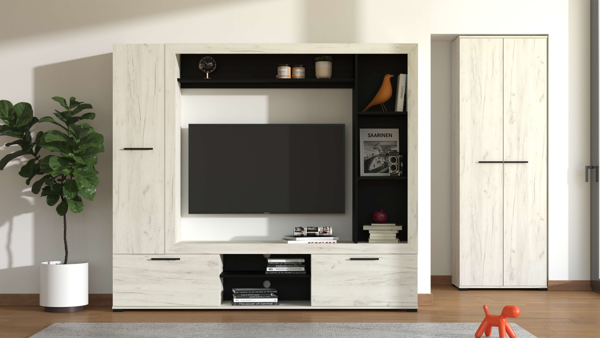 Home affaire Armoire vestiaire »Lorca Drehtürenschrank, Dielenschrank , Flurschrank, Mehrzweckschrank« Design moderne effet chêne avec chants ABS, 2 portes
