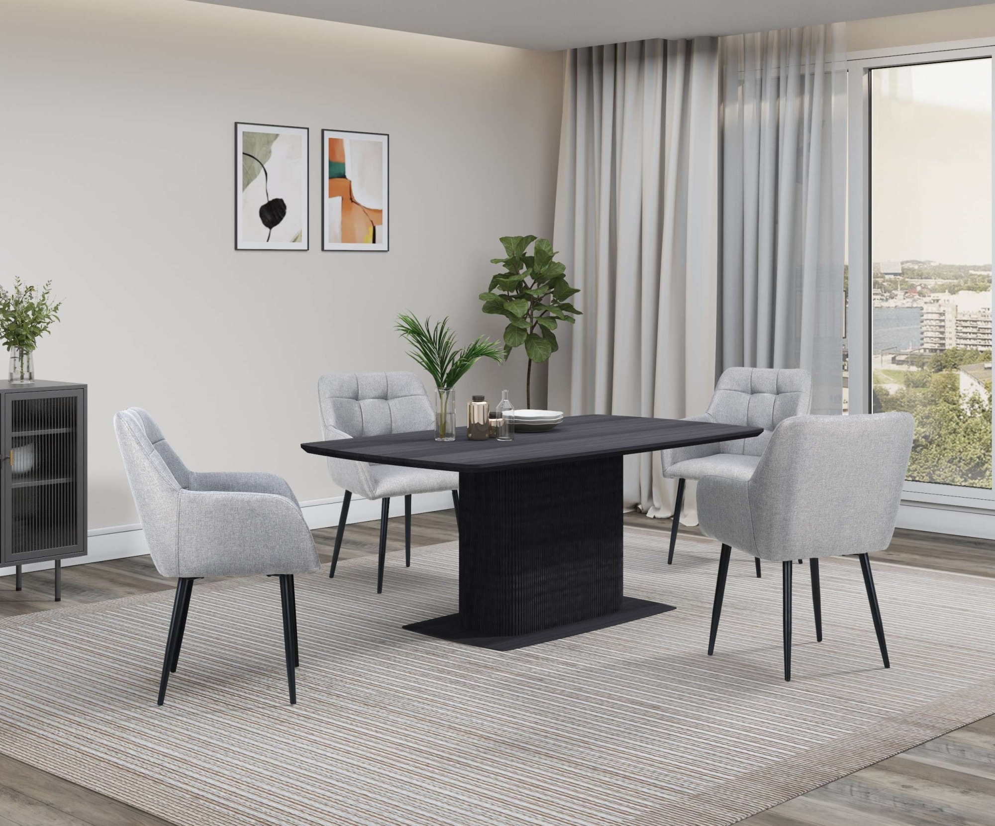 GOODproduct Esstisch »Daleton« Tischplatte und Standfuss mit Holzstruktur, pflegeleicht, Höhe 76 cm