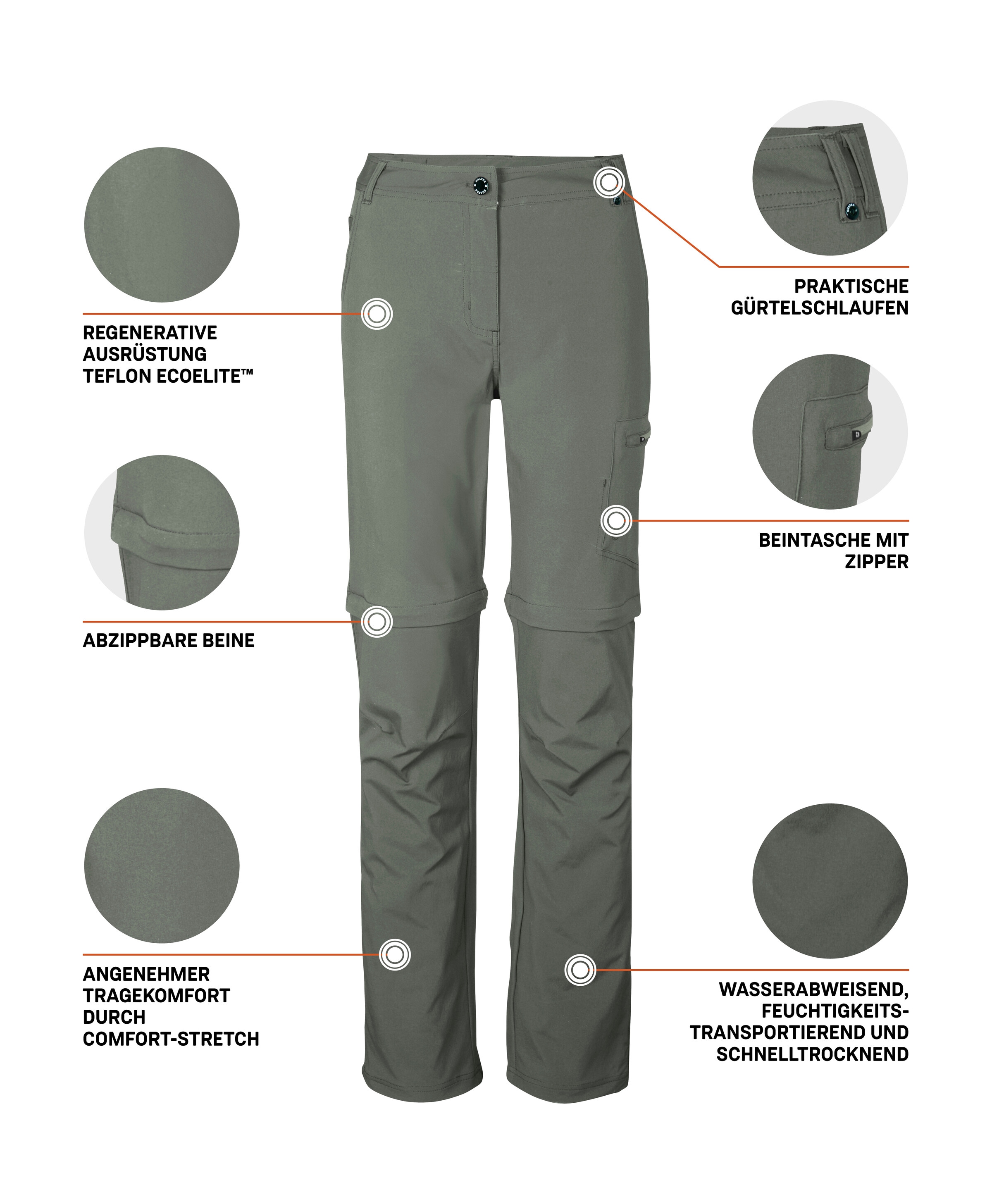 Killtec Pantalon zip-off »KOS 5 WMN PNTS«  Pantalon fonctionnel déperlant, zippable, avec stretch et poches