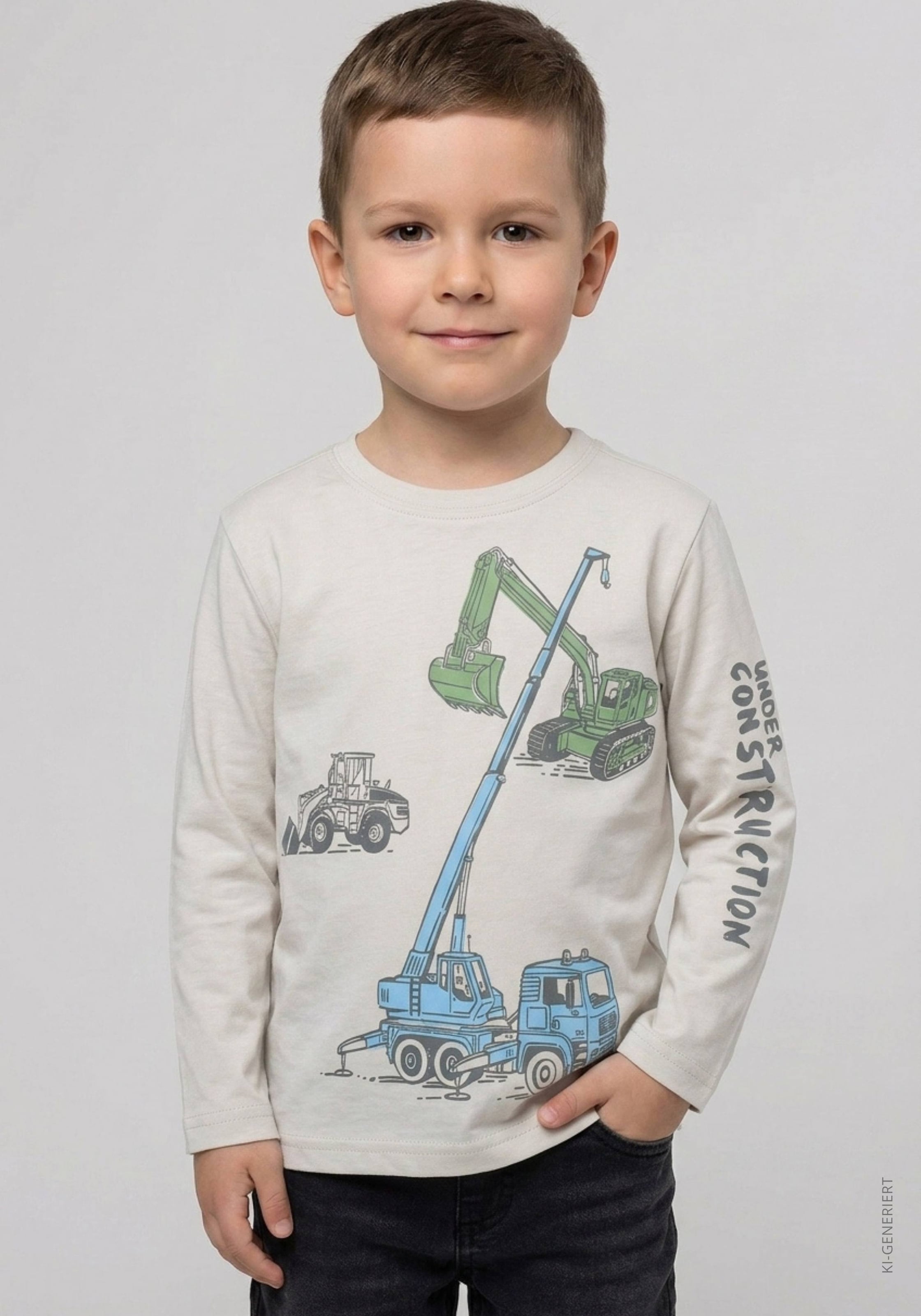 STACCATO T-shirt à manches longues 2 2er Pack, mit Kran-Bagger-Motiv, für Boys