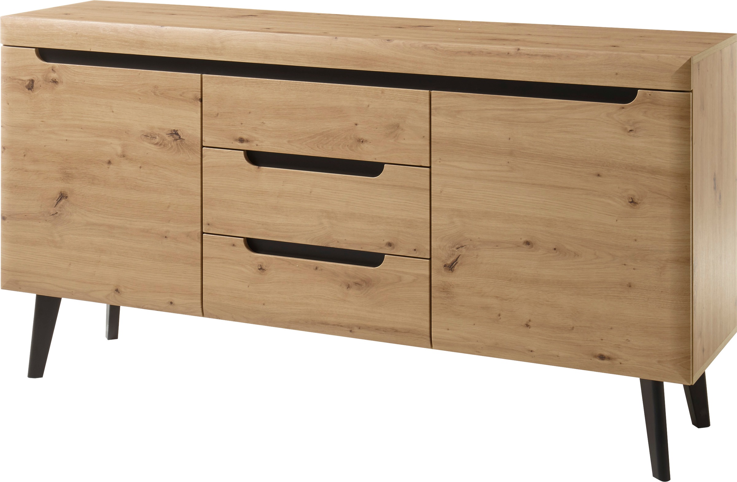 Home affaire Sideboard "Torge, Anrichte, Kommode, Schubladenschrank" 1 Stk. tlg. abgeschrägte Füße, drei Farben, Scandi Design, 160 cm breit