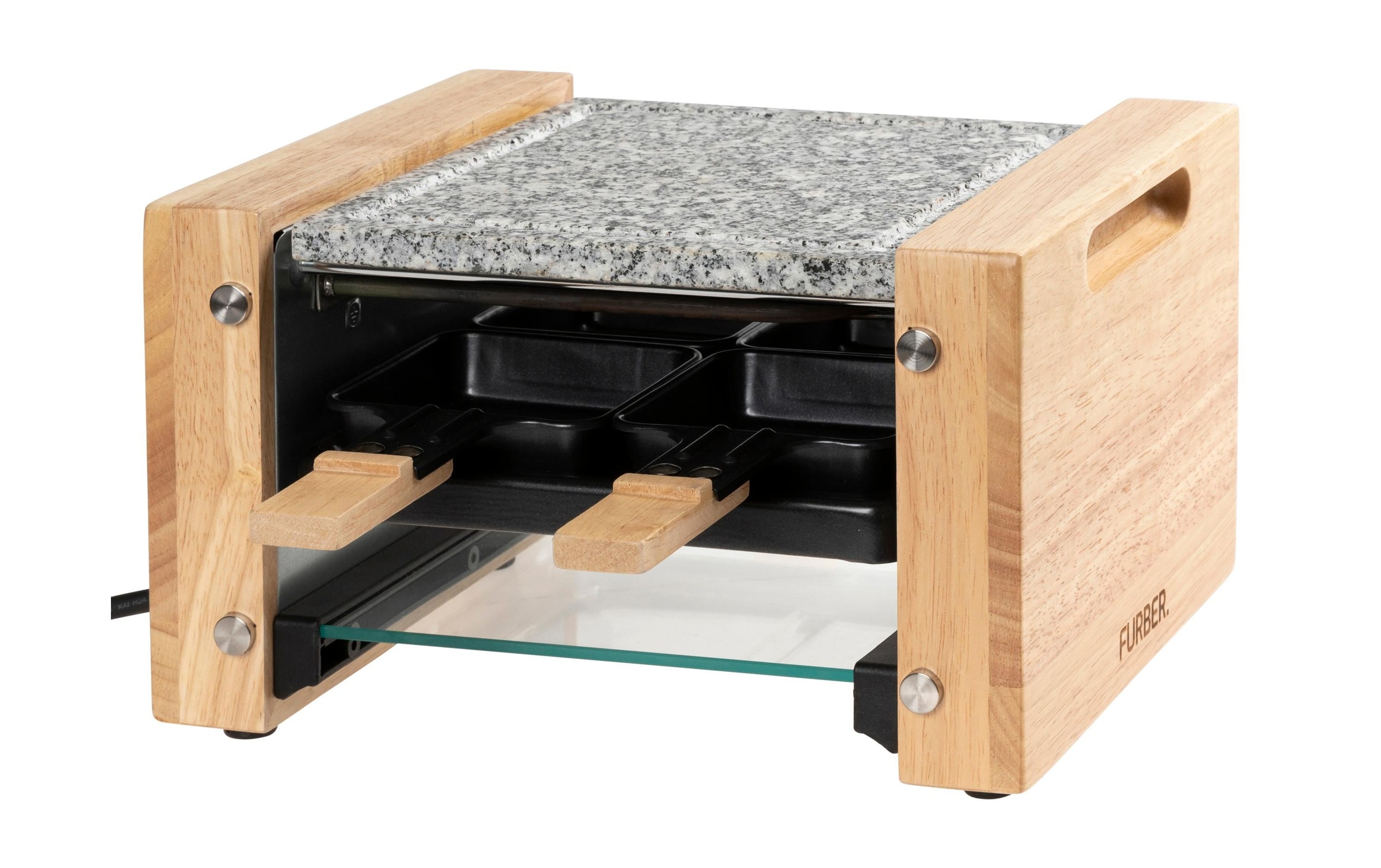 Image of FURBER Raclette "Raclette-Grill 4P Holz/Stein" 650 W