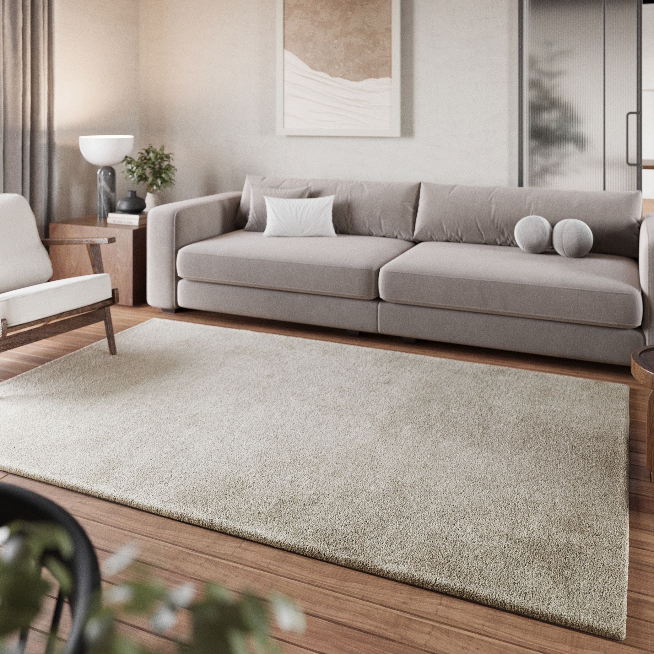 Homie Living Teppich »Pisa«, rund, 25 mm Höhe, Hochflor, Microfaser, uni, weich, Shaggy, Wohnzimmer, Schlafzimmer