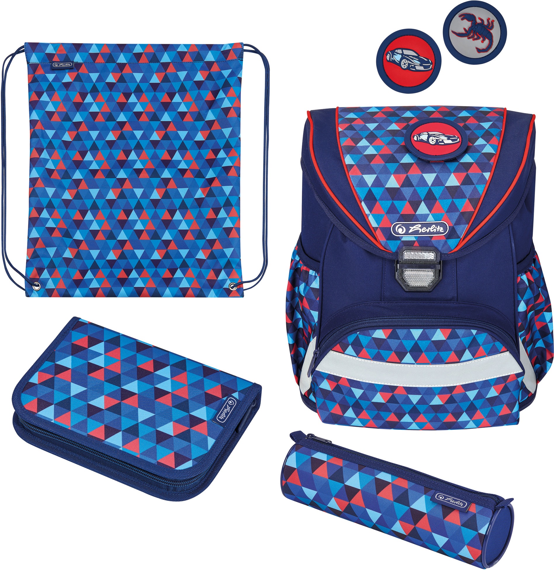 Image of Herlitz Schulranzen »UltraLight Plus Geometric«, Floureszierende Flächen-reflektierende Streifen auf den Schultergurten-Reflektoren bei Ackermann Versand Schweiz