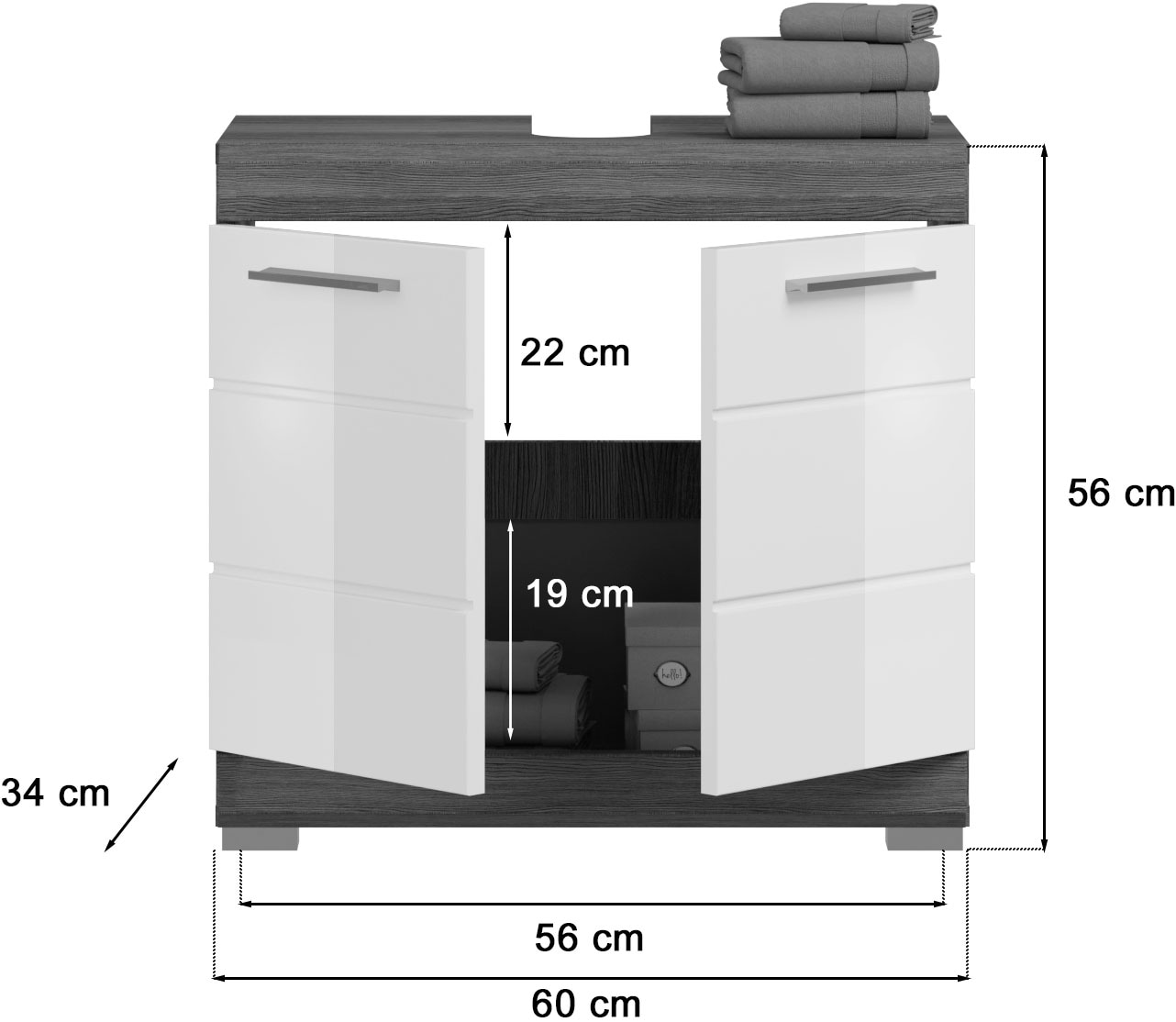 INOSIGN Badmöbel-Set »Siena, 3 teilig, bestehend aus:«, (Set, 3 St.), Hochschrank, Waschbeckenunterschrank, Spiegel