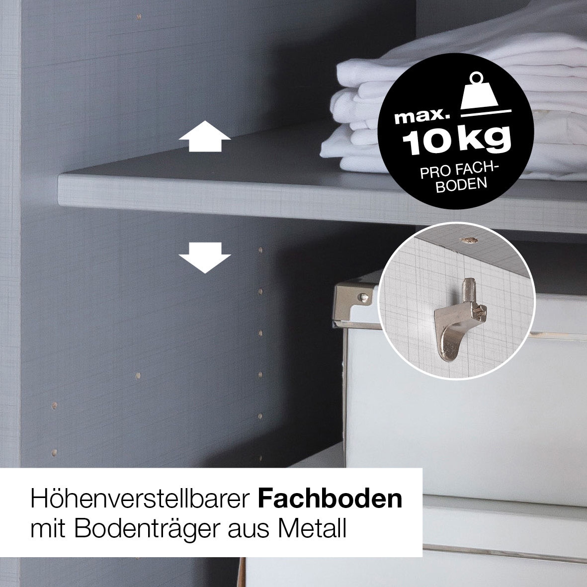 Wimex Kleiderschrank »Mugano,in 8 Breiten,3 Höhen,2 Tiefen, viele Farben, Made in Germany«, (in Basic oder Premium Ausstattung mit 2 weiteren Einlegeböden), mit langen oder kurzen Griffen aus Metall, mit oder ohne Spiegel