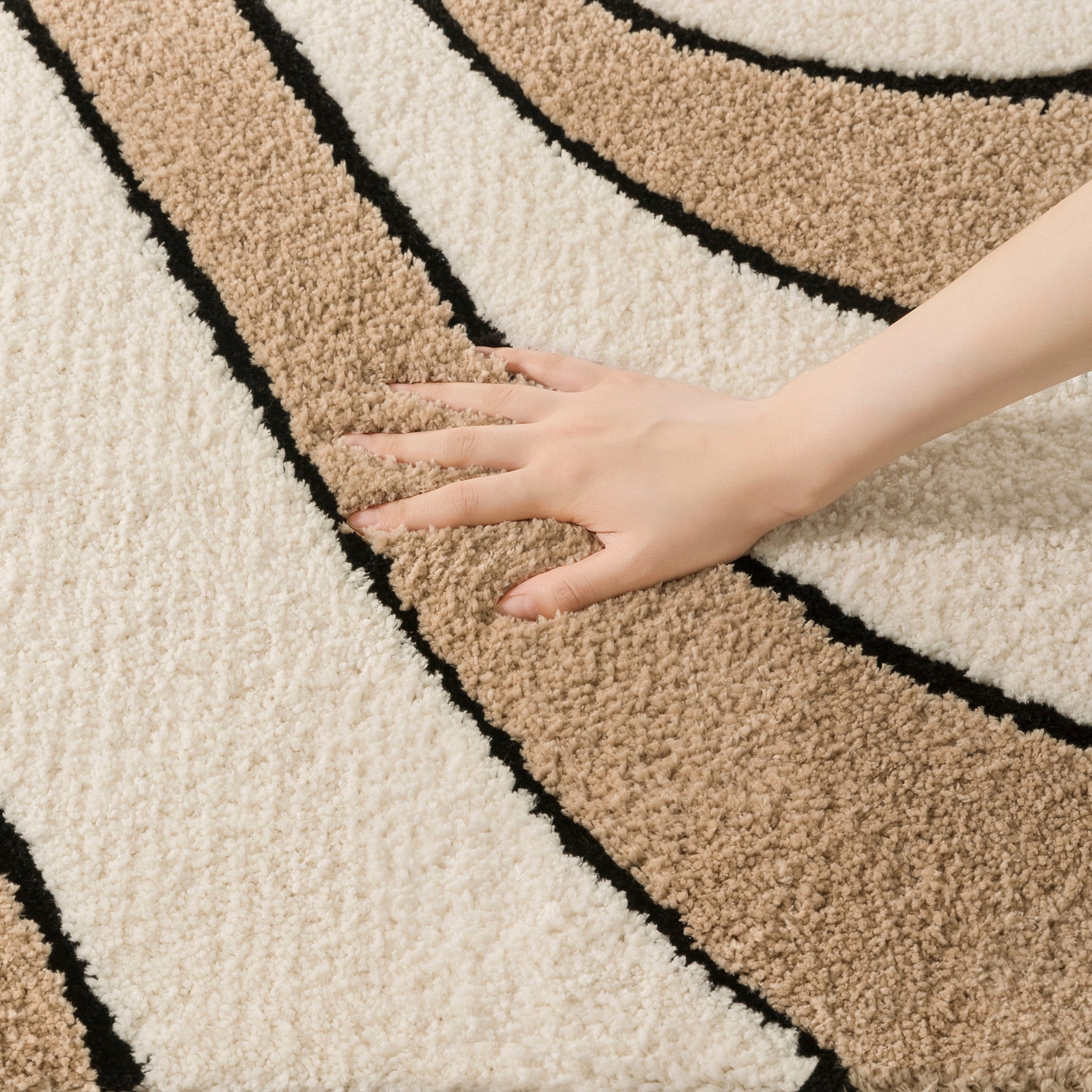 my home Badematte »Anna, Badvorleger, Badezimmer Teppich«, rutschhemmend beschichtet, fussbodenheizungsgeeignet-schnell trocknend, Badteppich, Hoch Tief Effekt, Modern, Weich, Wellen