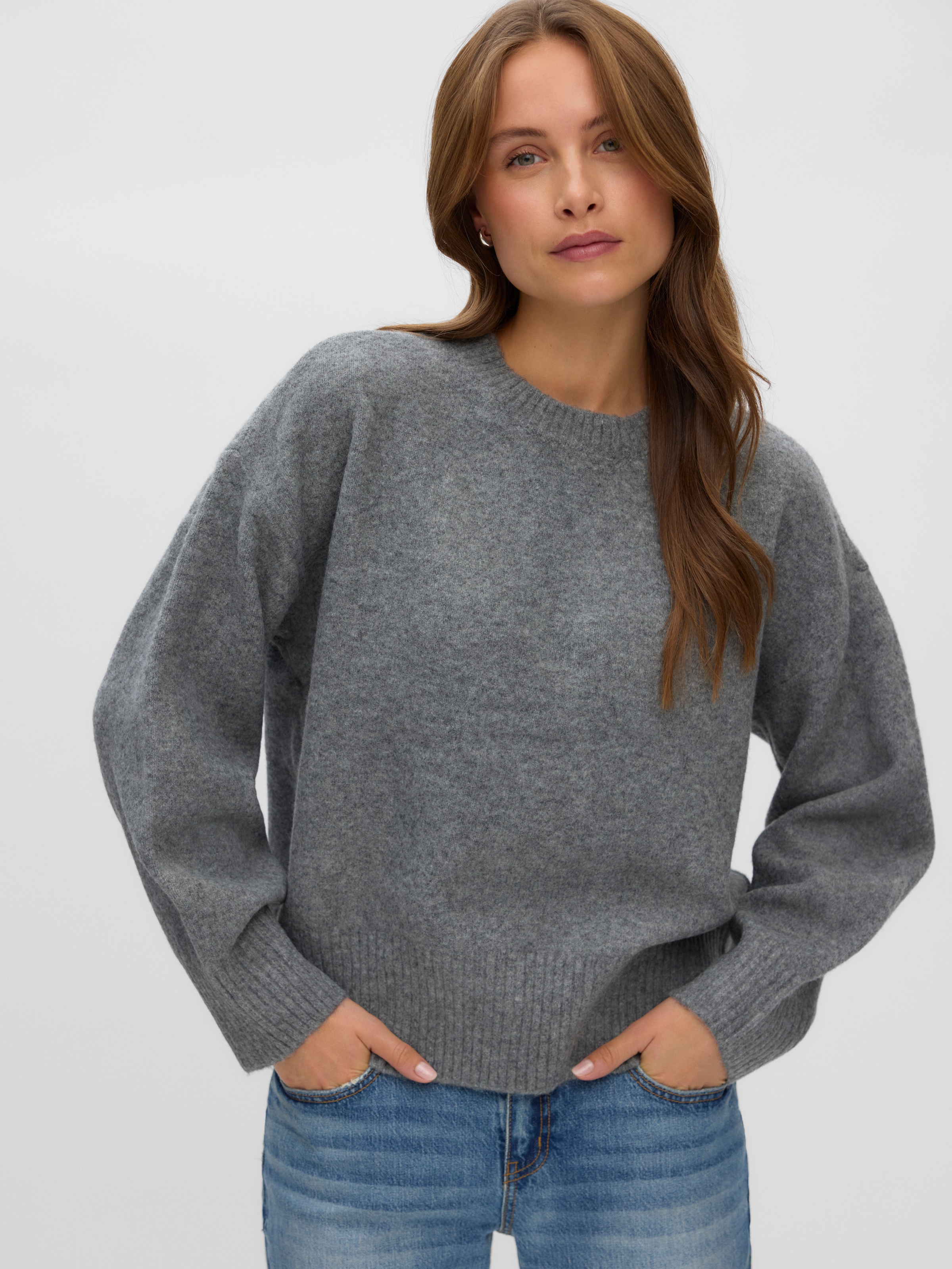 Vero Moda Pull en tricot »VMSIF LS O-NECK PULLOVER NOOS« Materialmix mit Wolle, regular fit