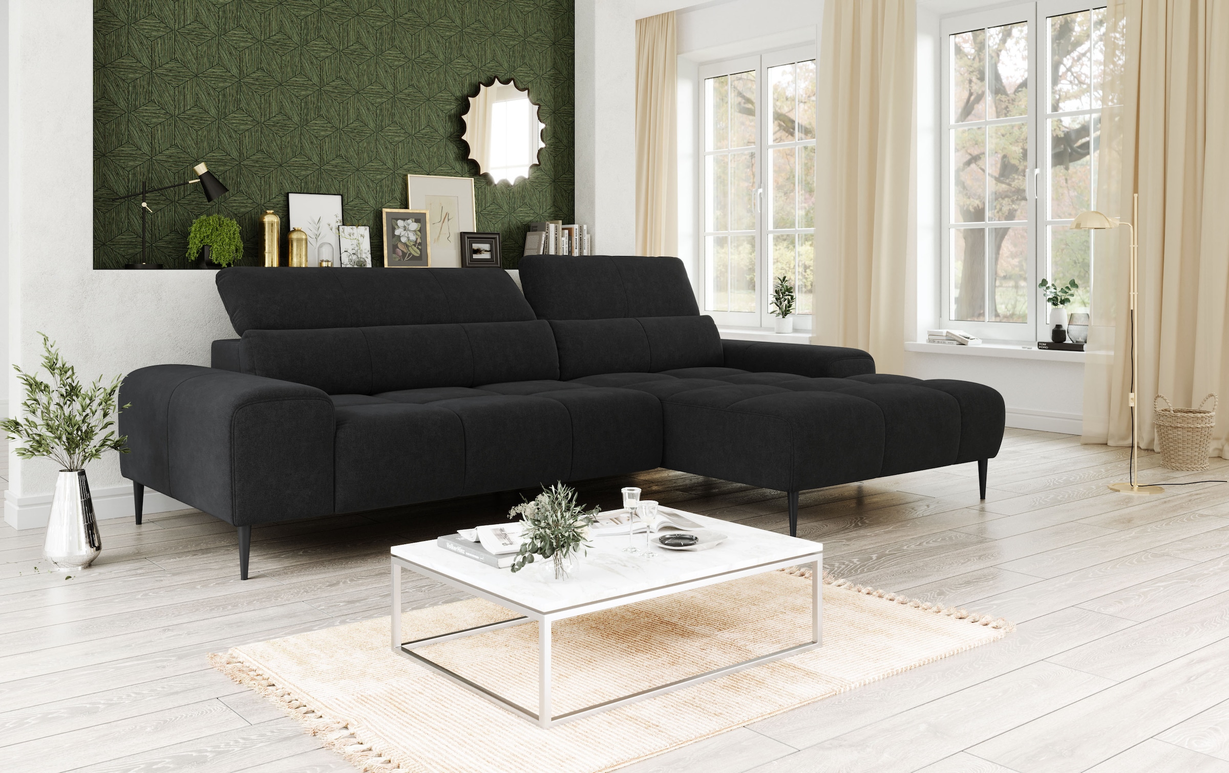 COTTA Ecksofa »Theo L-Form, B: 290 cm« mit Kopfteilverstellung, optional Sitztiefenverstellung