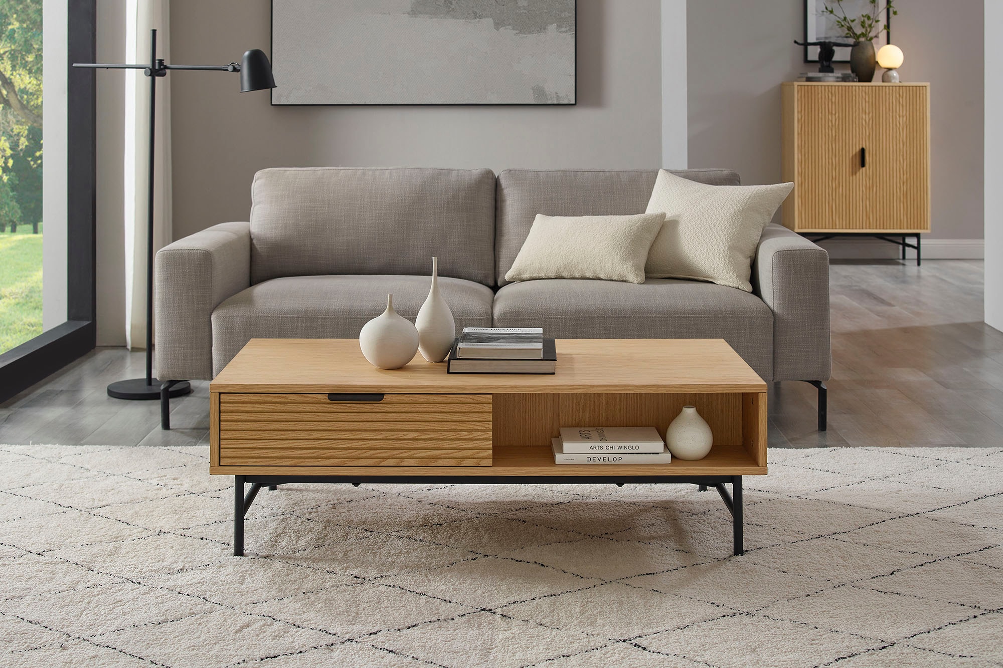 Image of SalesFever Couchtisch "Visby Coffeetableh für stilvolles Wohnen" Eiche Echtholzfurnier