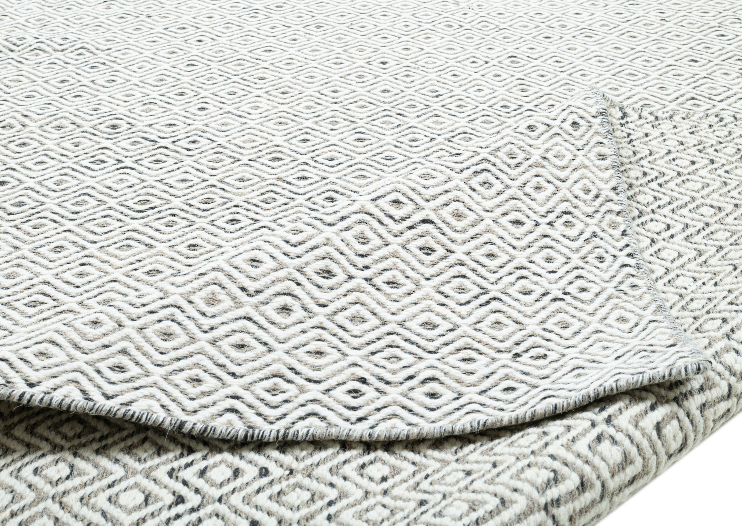 Muster »Trondheim THEKO Wolle, PO-502«, rechteckig, Rauten Handweb kaufen Teppich, Flachgewebe, bequem handgewebt, reine Wollteppich