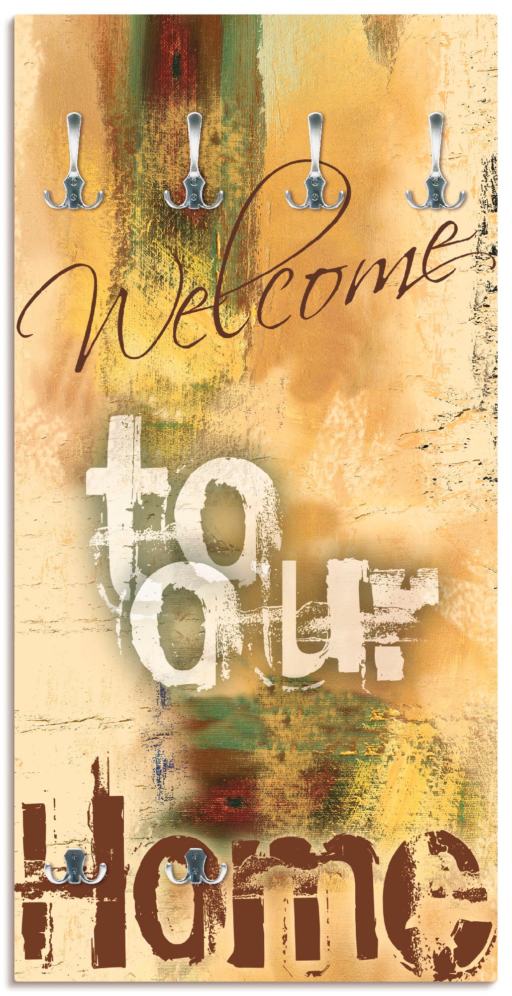 Image of Artland Garderobenleiste »Willkommen in unserem Zuhause«, platzsparende Wandgarderobe aus Holz mit 6 Haken, geeignet für kleinen, schmalen Flur, Flurgarderobe bei Ackermann Versand Schweiz