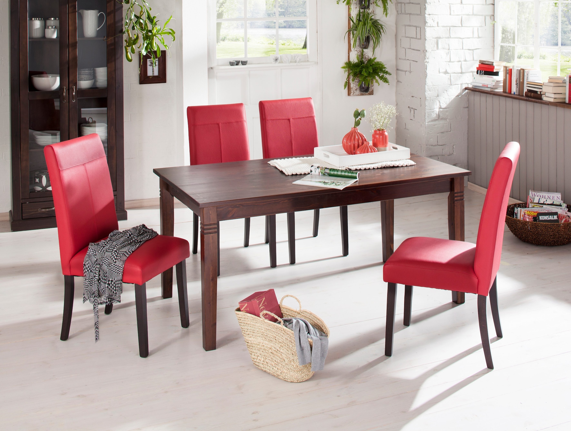 Home affaire Esszimmerstuhl »Rubin Polsterstuhl Bestseller«, (Set), 2 St., Kunstleder, Im 2er, 4er oder 6er-Set, mit honigfarbenen oder dunkelbraunen Beinen