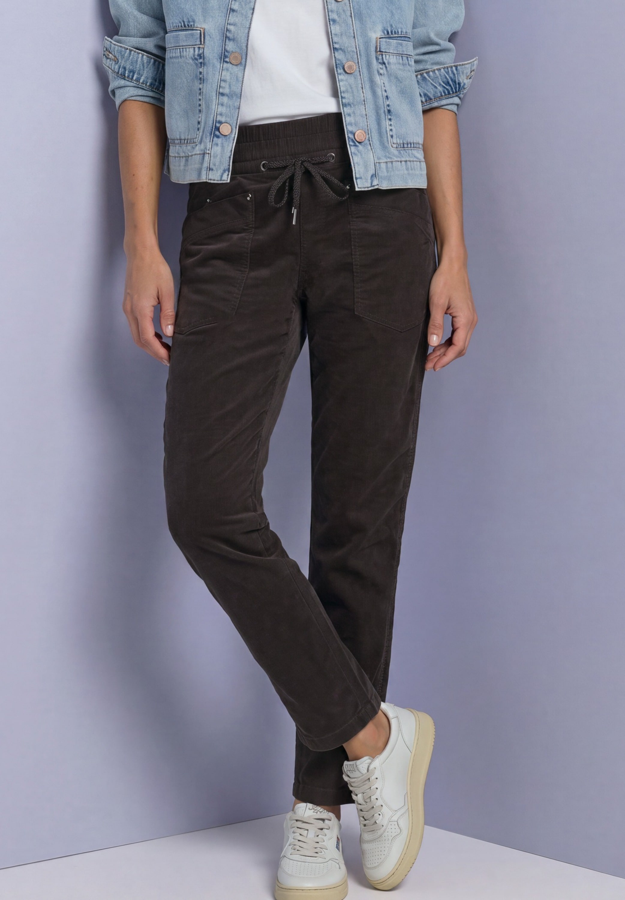 STREET ONE Cordhose  Loose Fit mit elastischem Bund, 7/8-Länge