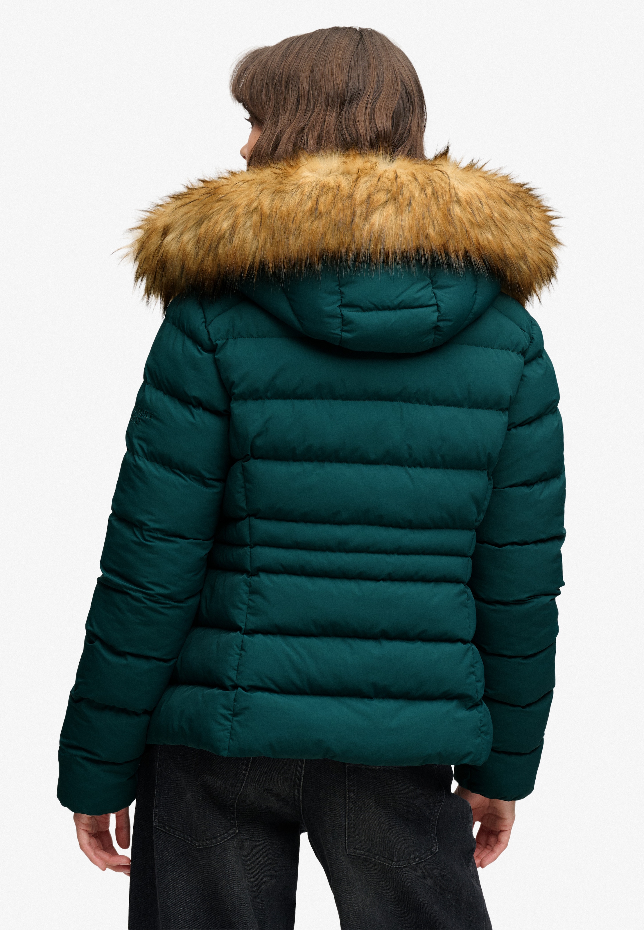 Superdry Veste matelassée »HOOD FAUX FUR FUJI PADDED JKT« avec capuche fibre synthétique, coupe slim