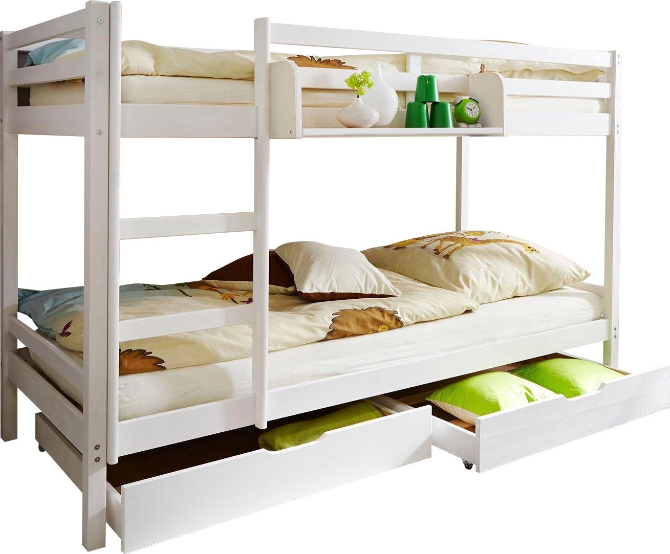 Image of Ticaa Etagenbett »René«, mit Rollrost, Kiefer, inklusive Trittleiter und Rundum-Absturzschutz bei Ackermann Versand Schweiz