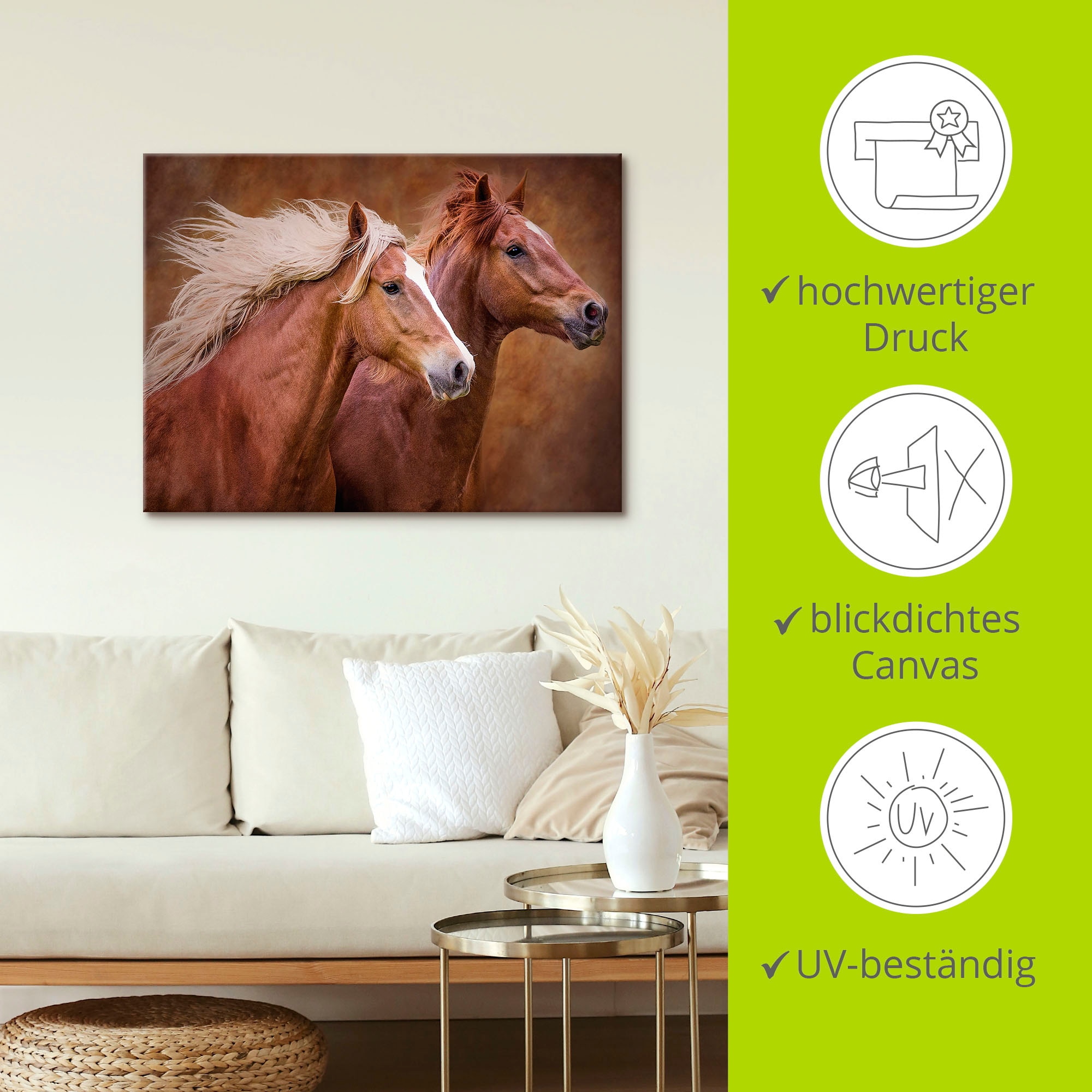 Artland Tableau sur toile »Reinrassige Pferde I« 1 cuis tlg. auf Holzrahmen gespannt