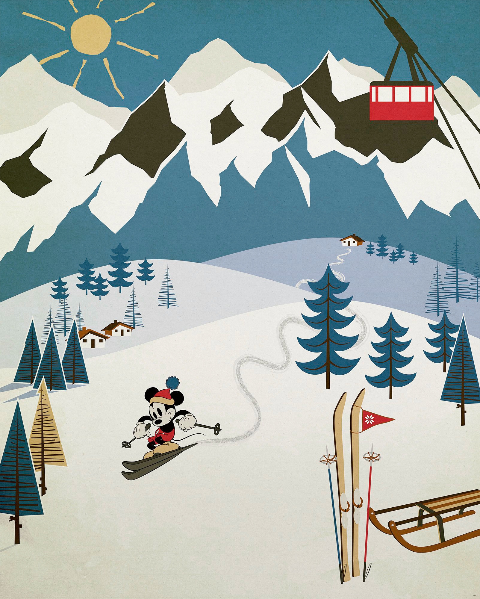 Image of Komar Vliestapete "Digitaldruck Vlies - Mickey Alpine - Grösse 200 x 250 cm" bedruckt glatt Kinderzimmer