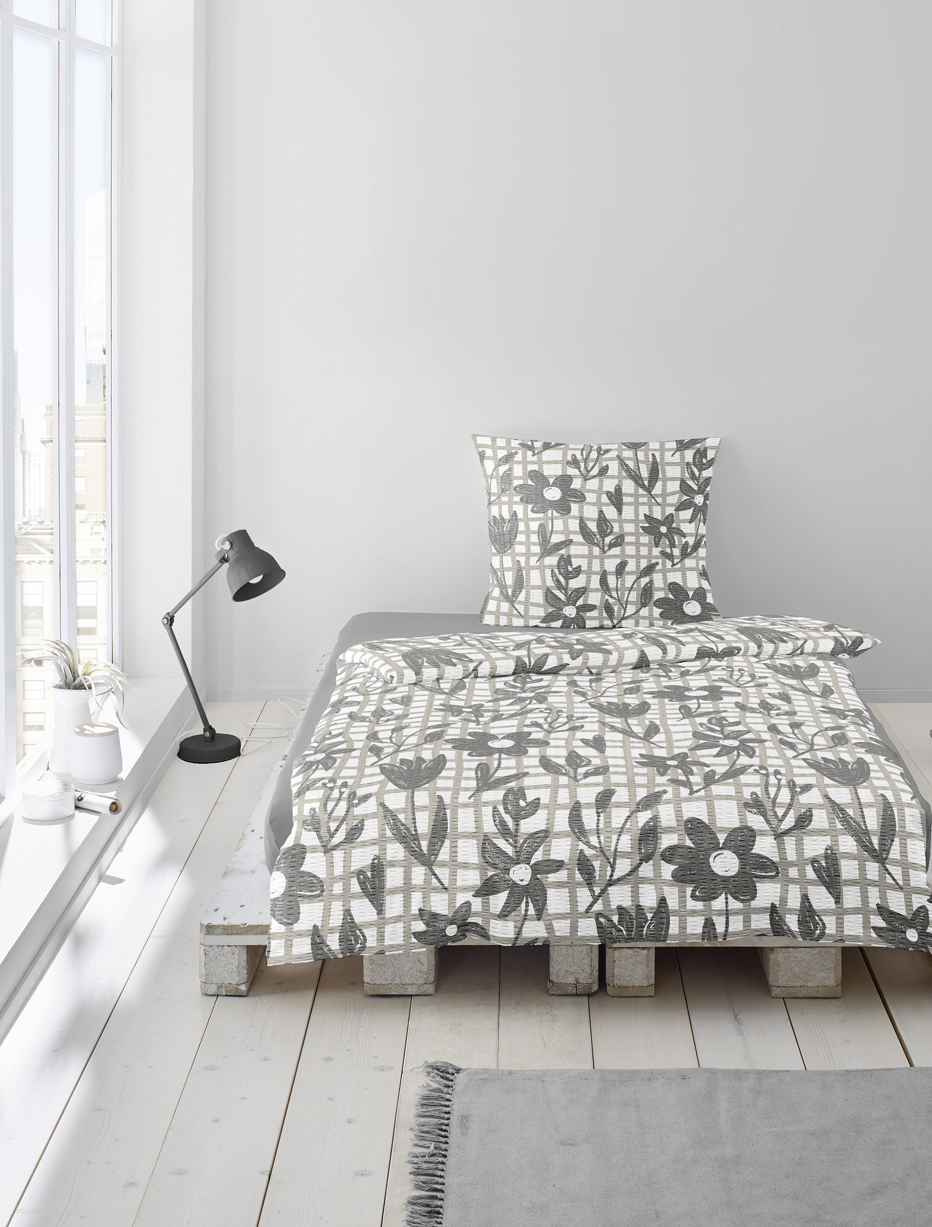 BIERBAUM Linge de lit »Bettwäsche 4185« 2 Seersucker, 100  % Baumwolle, pflegeleicht, bügelfrei, kühlend