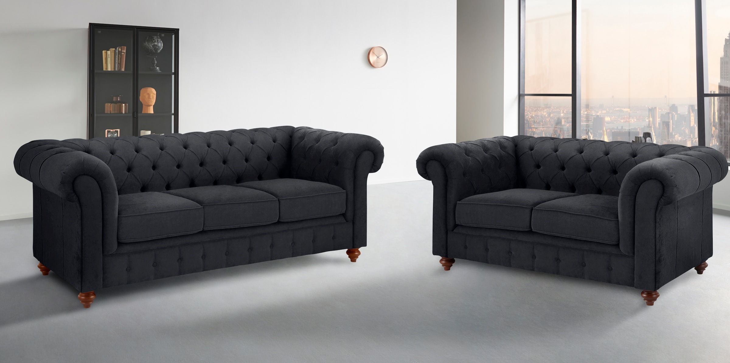 Home affaire Groupe de sièges »Chesterfield« 2 cuis tlg. hochwertige Knopfheftung, bestehend aus 2- und 3-Sitzer