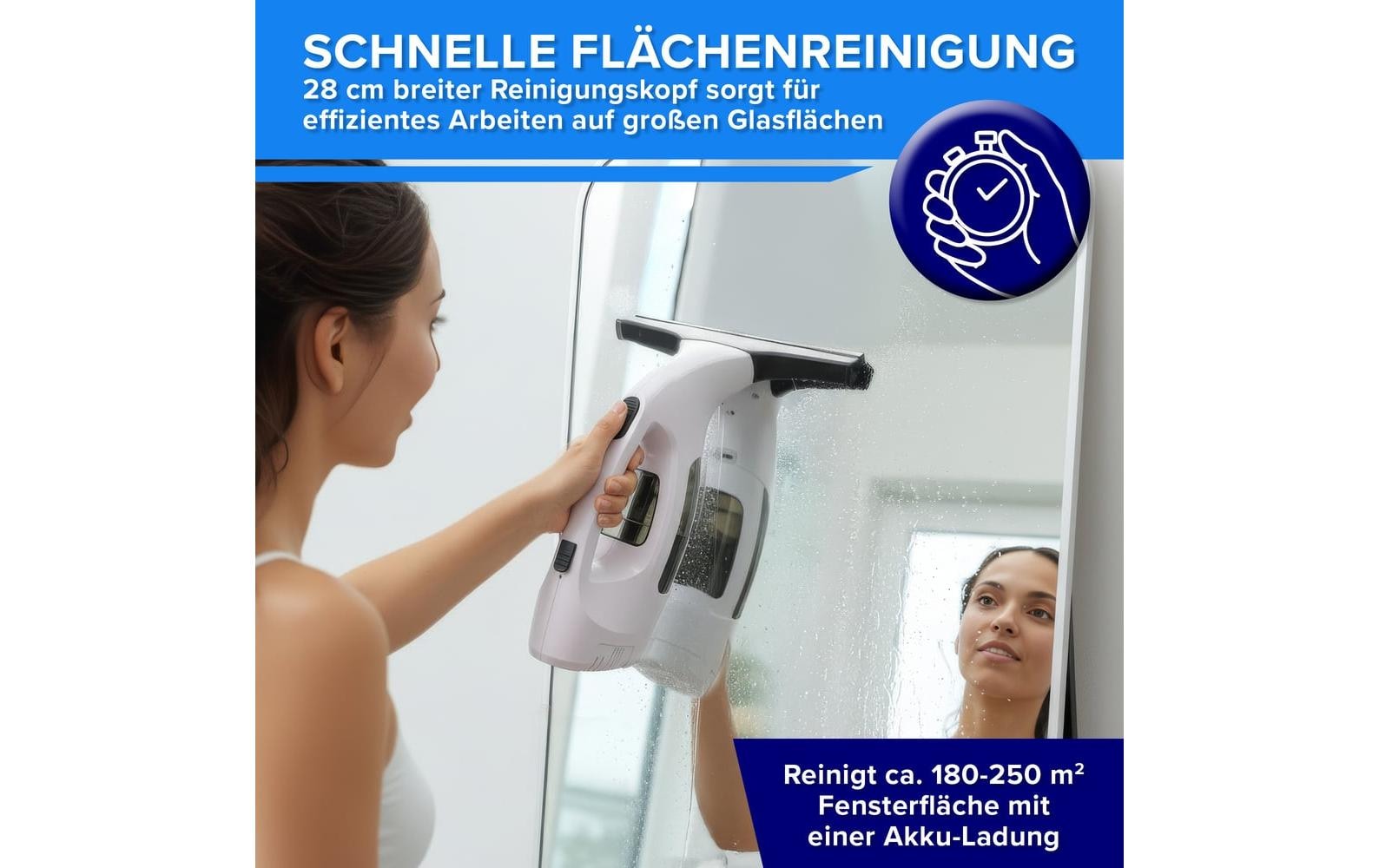 Lumaland Aspirateur de vitres sans fil »CLEANmaxx 3,7 V« Kabelloser Fensterreiniger mit Absaugfunktion